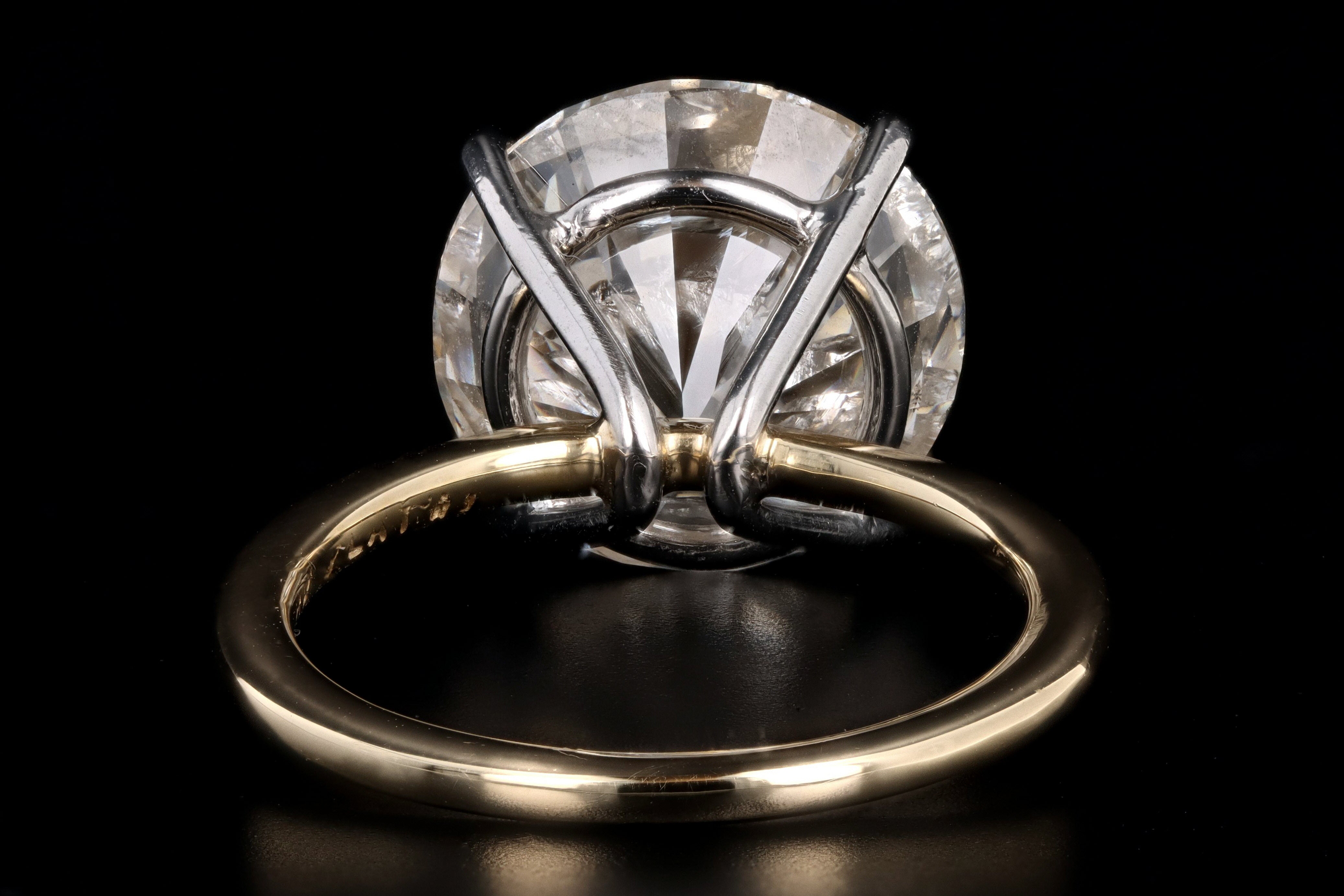 New Handmade 18K Yellow Gold & Platinum 8.08 Carat Round Brilliant Cut Diamond Engagement Ring - Queen May