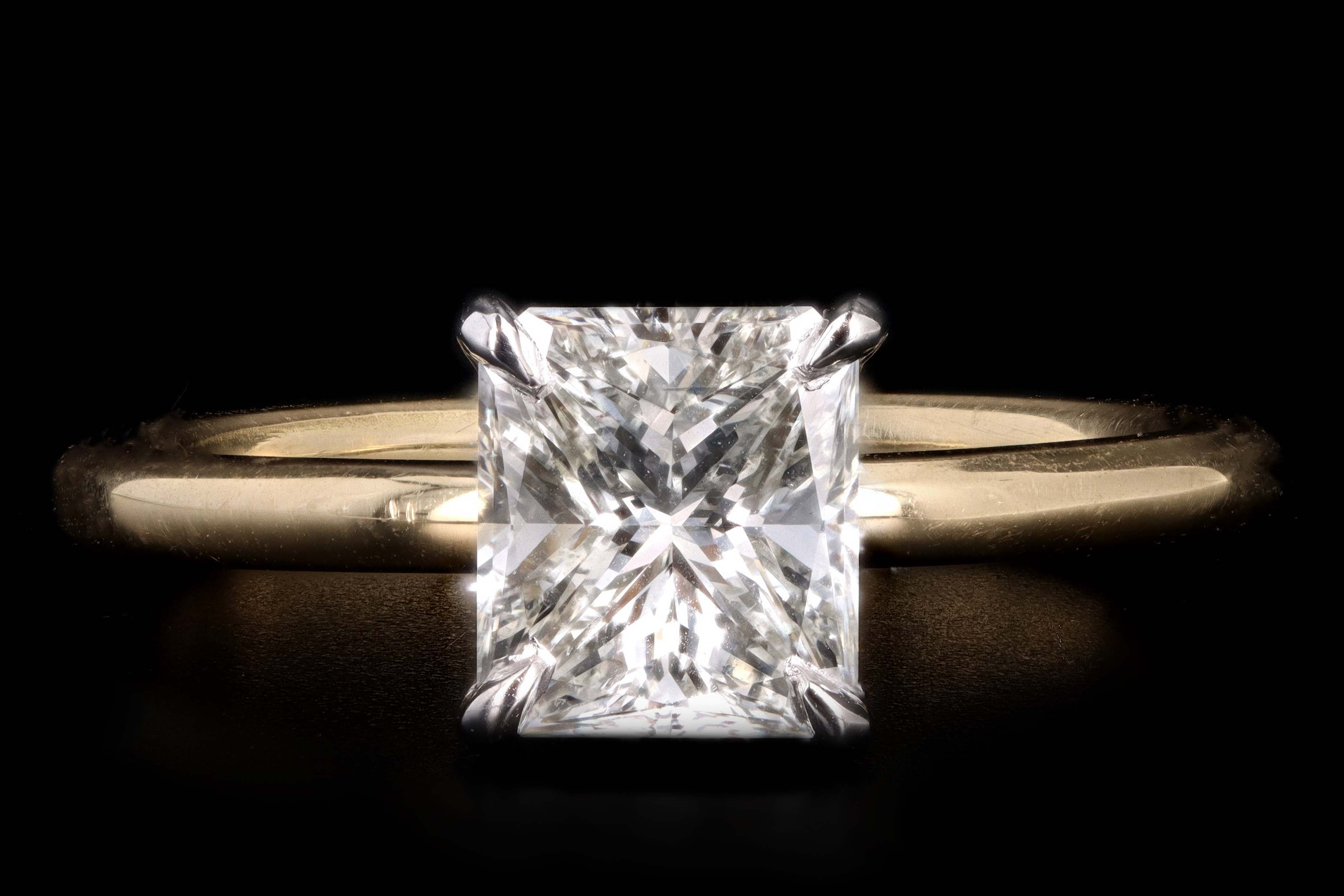 New Handmade Platinum & 18K Yellow Gold 1.38 Carat Radiant Cut Diamond Engagement Ring GIA Certified - Queen May