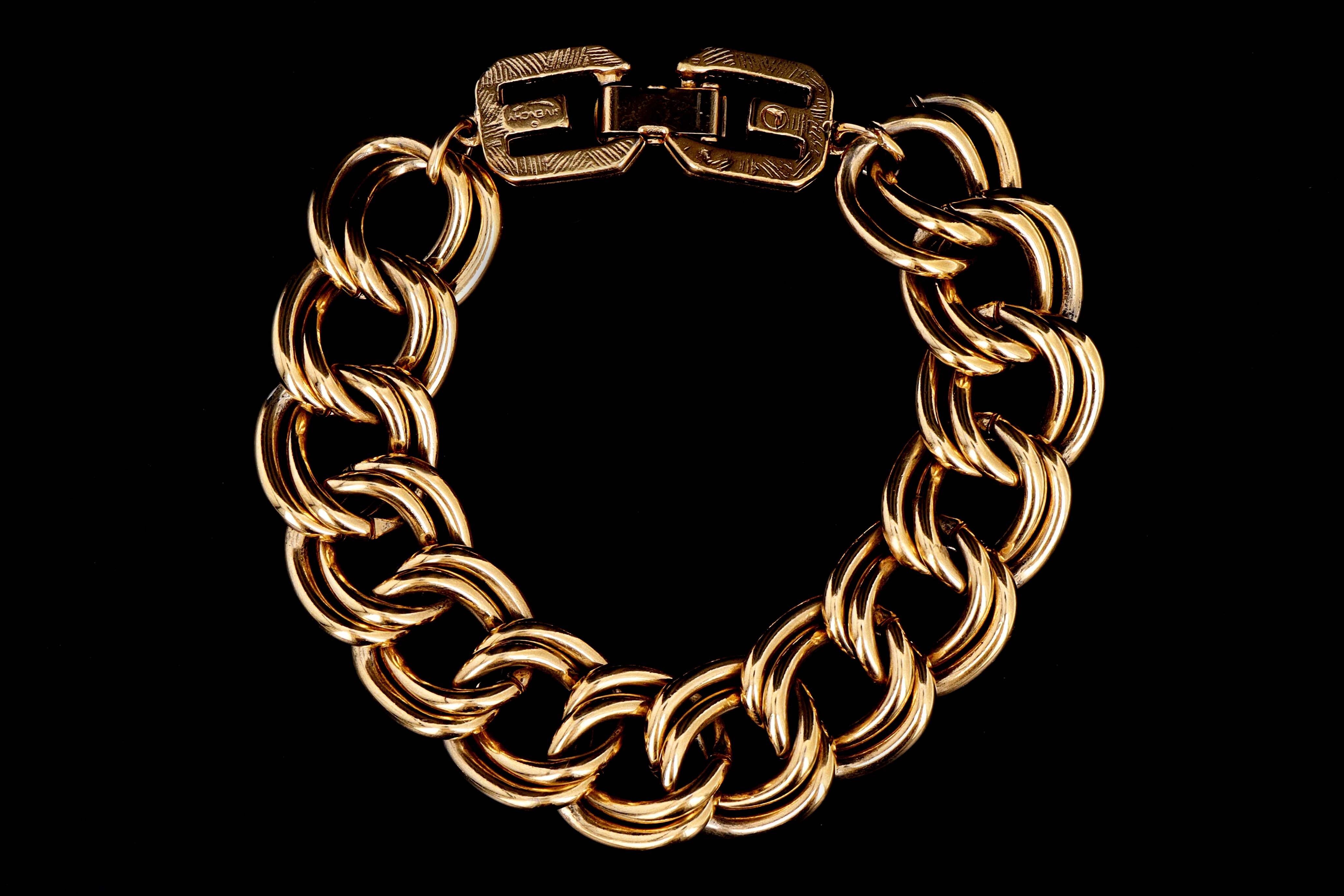 Vintage Givenchy Gold Plated Curb Link Bracelet - Queen May