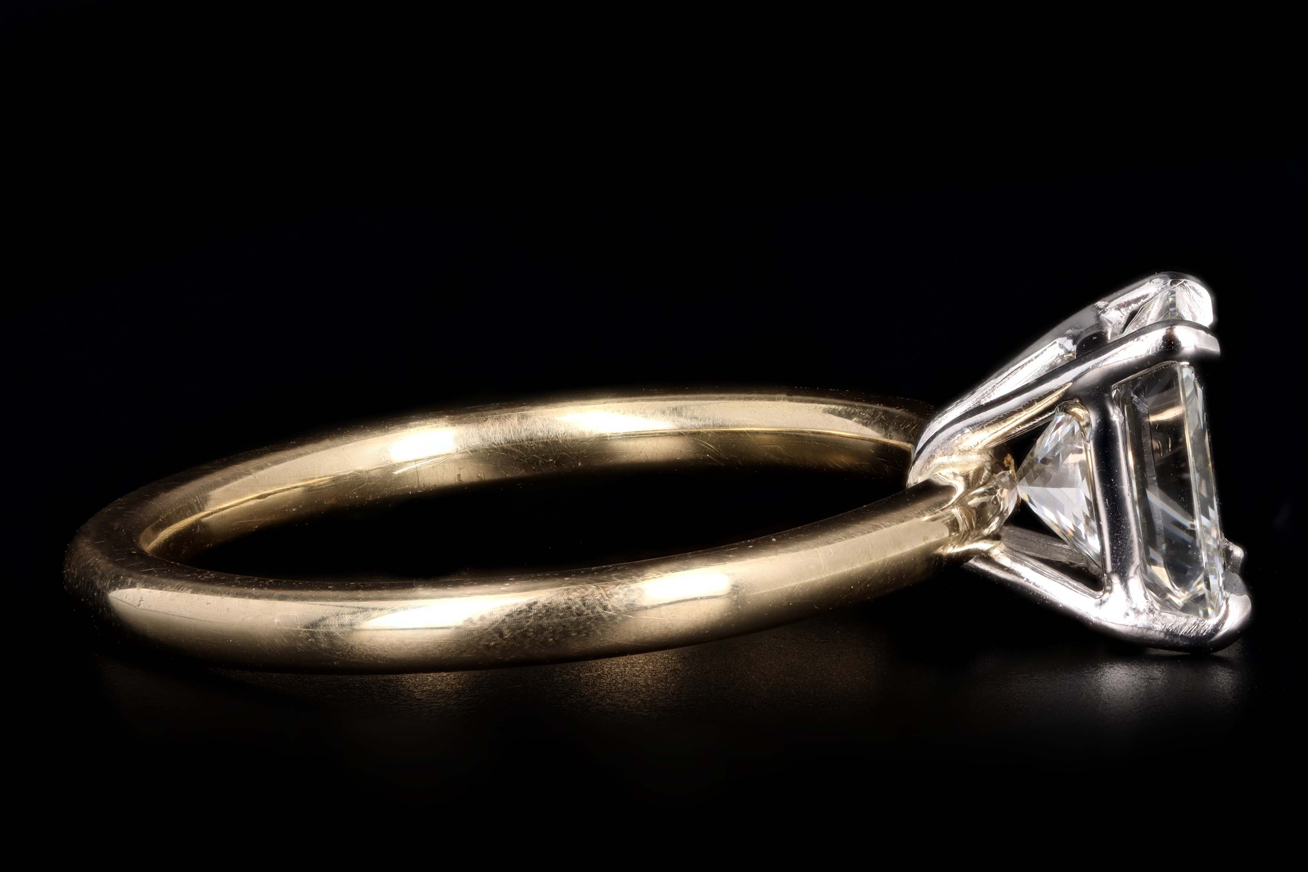 New Handmade Platinum & 18K Yellow Gold 1.38 Carat Radiant Cut Diamond Engagement Ring GIA Certified - Queen May