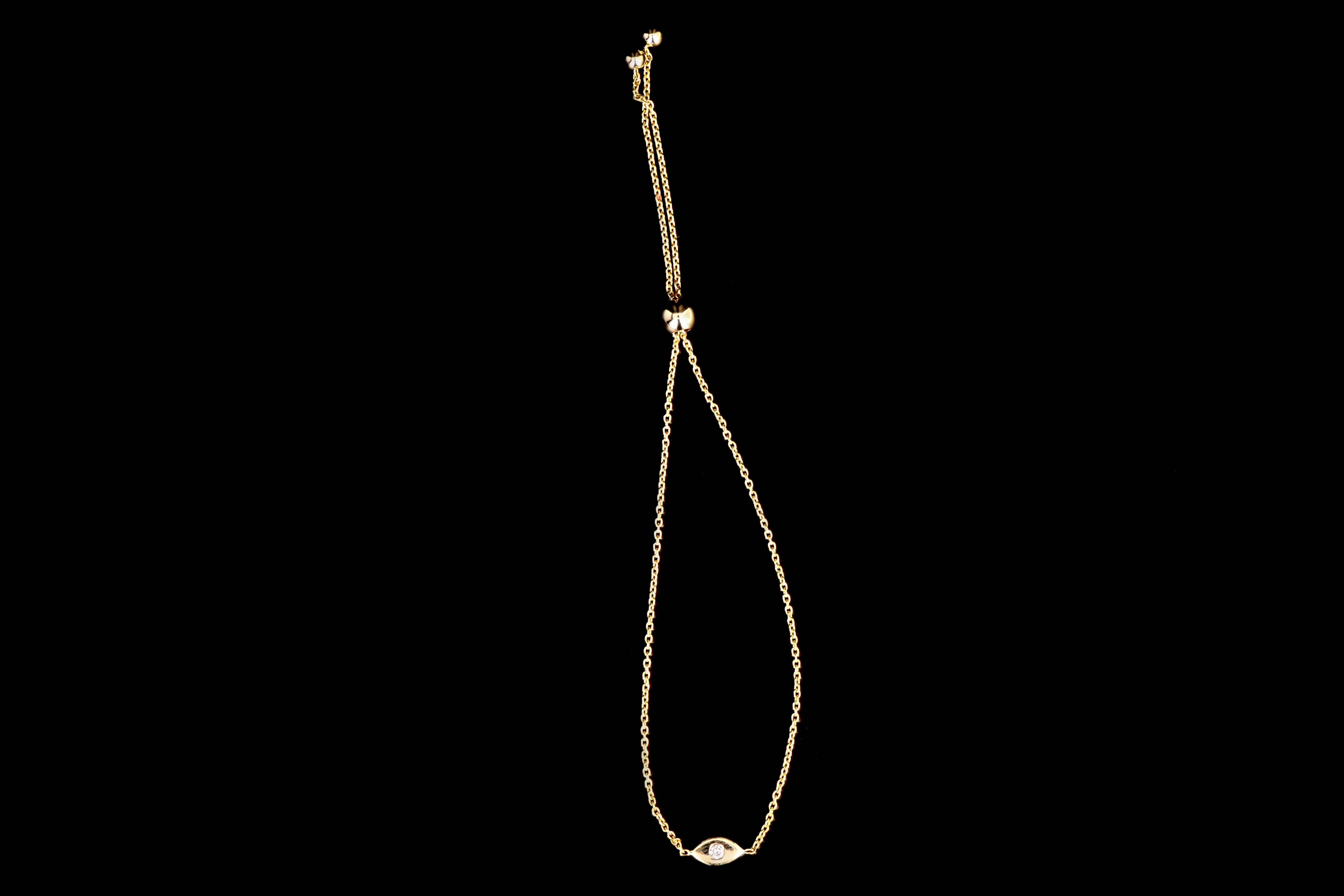 New 14K Gold Diamond Evil Eye Bolo Bracelet - Queen May