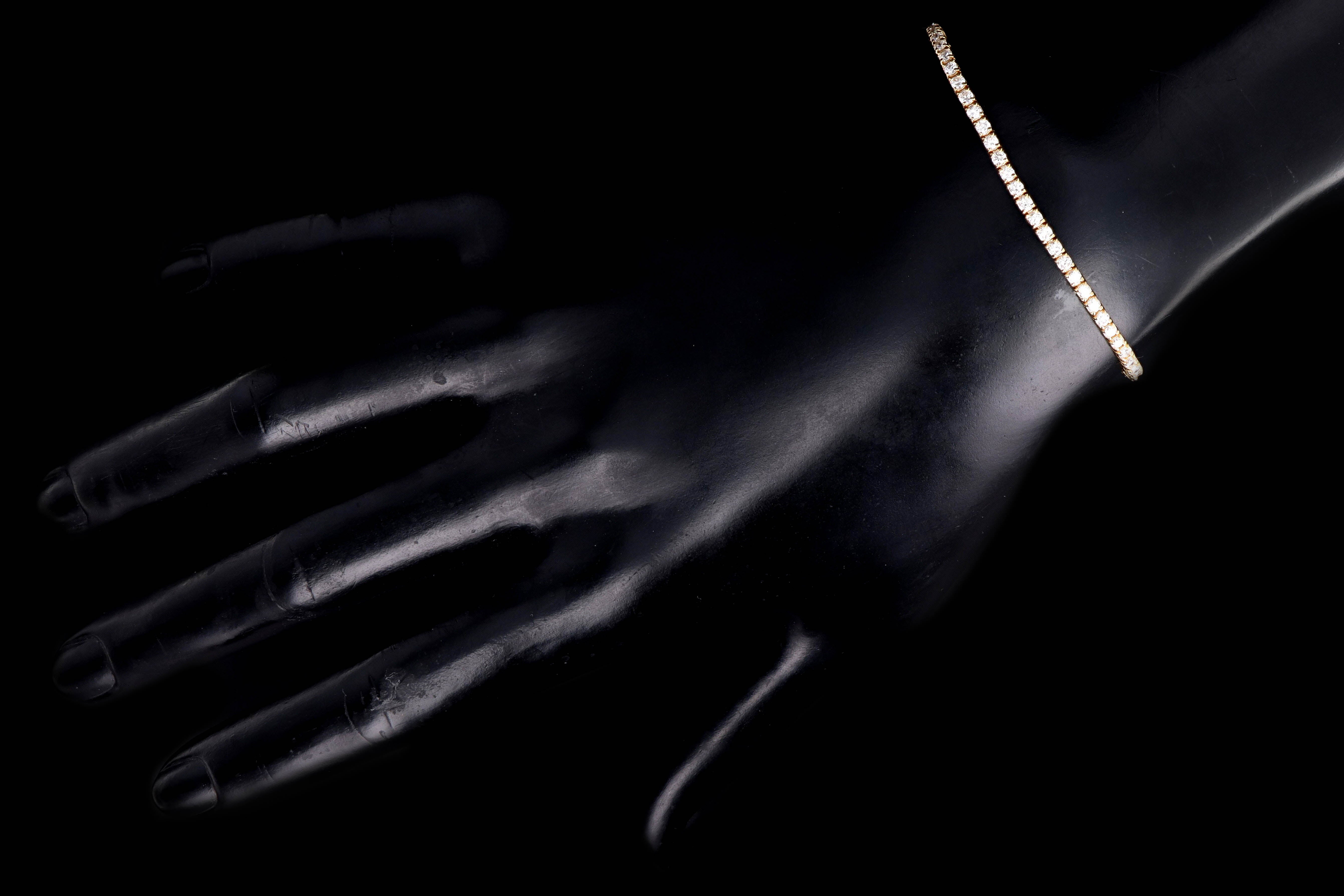 14K Gold 2.8 Carat Round Brilliant Cut Diamond Tennis Bracelet - Queen May