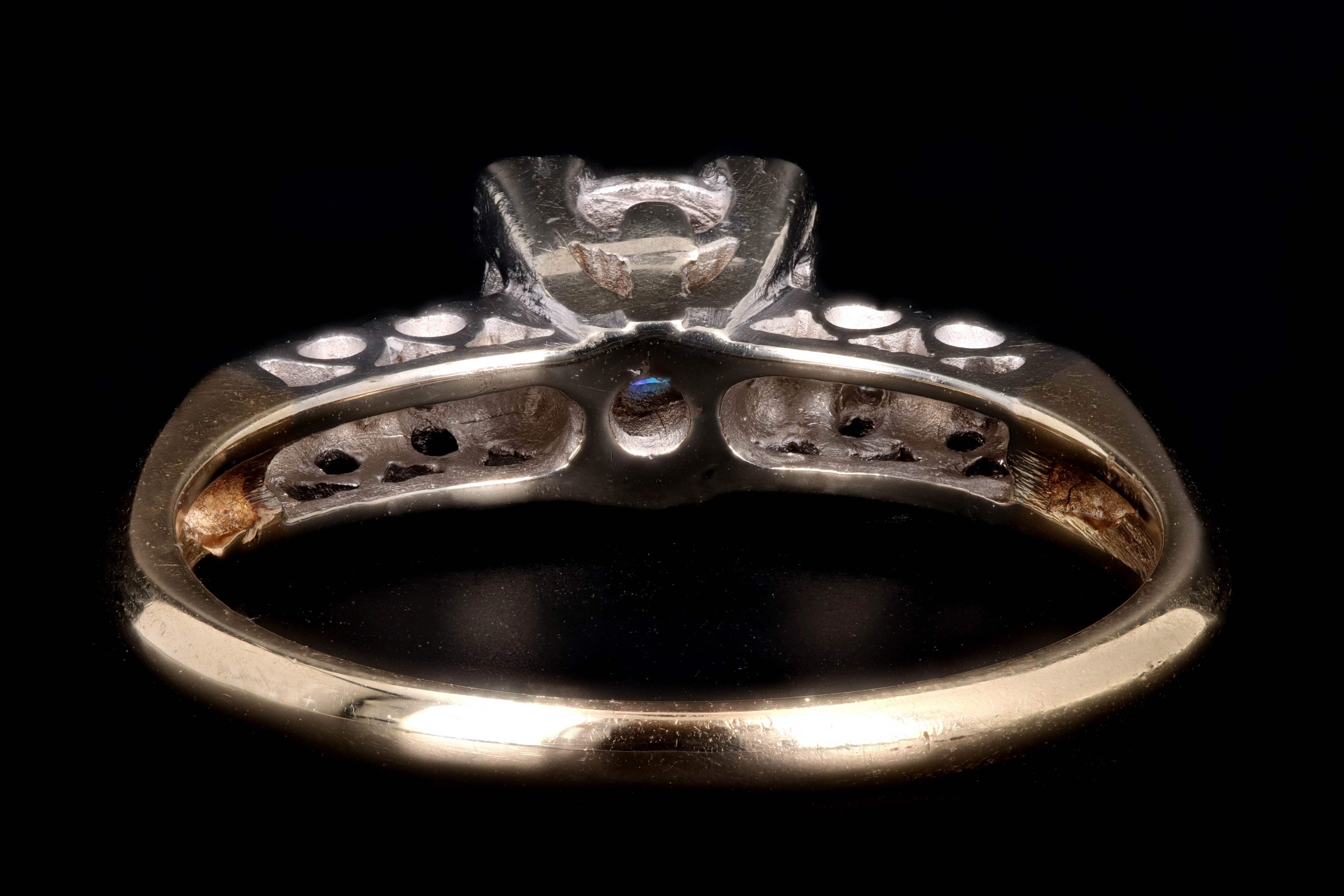 Mid Century 14K Gold .20 Carat Transition Cut Diamond Engagement Ring - Queen May
