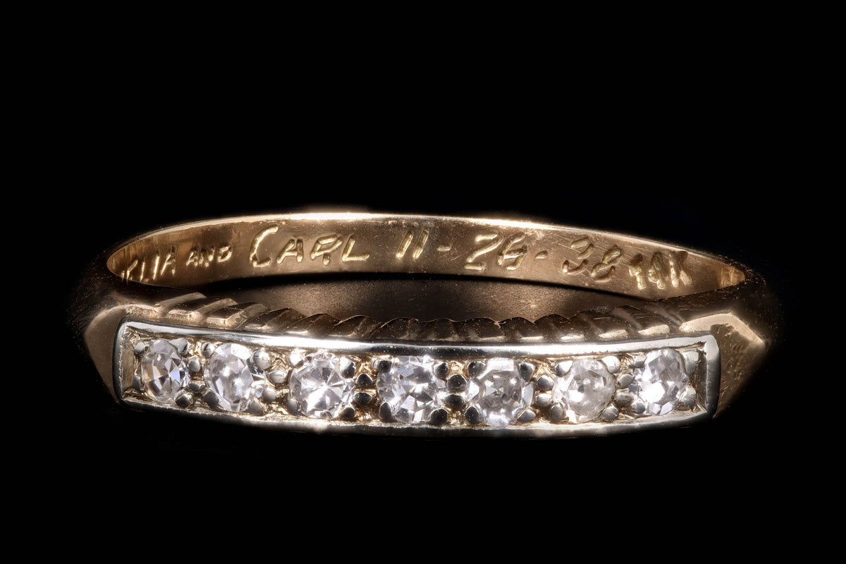 Retro 14K Gold .15 Carat Single Cut Diamond Band - Queen May