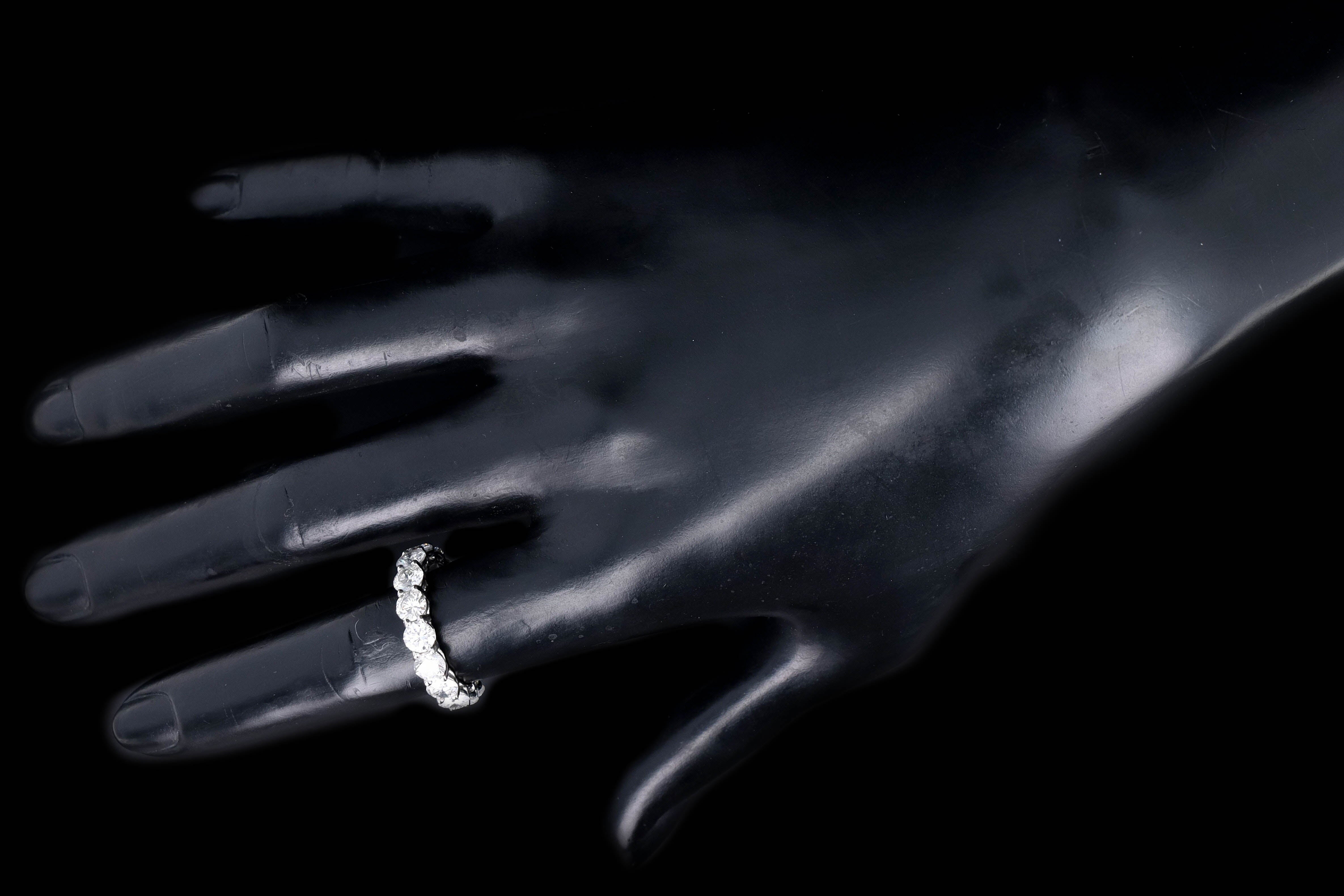 New Platinum 5 Carat Round Brilliant Diamond Eternity Band - Queen May