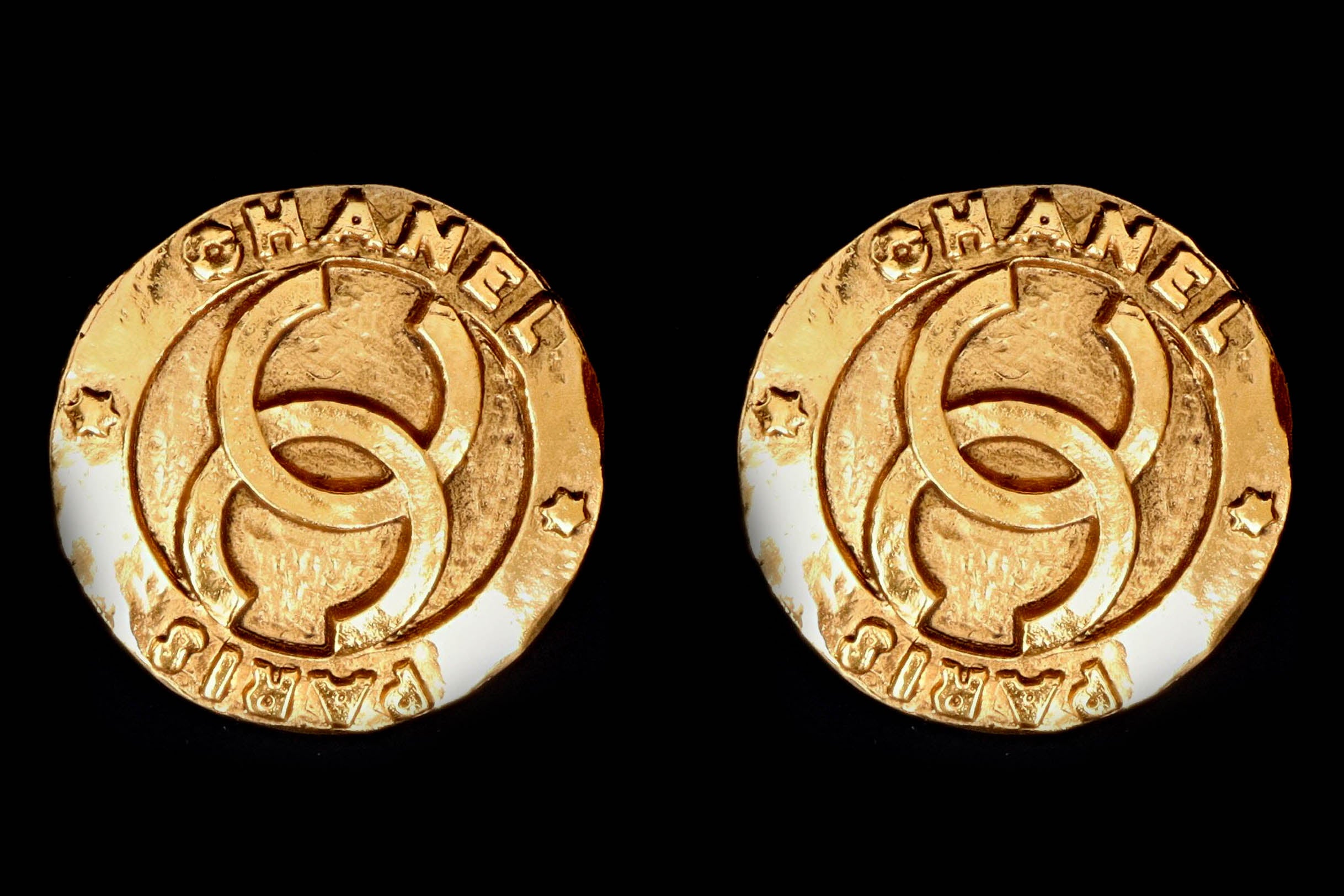 Vintage Chanel Logo Clip On Statement Earrings - Queen May