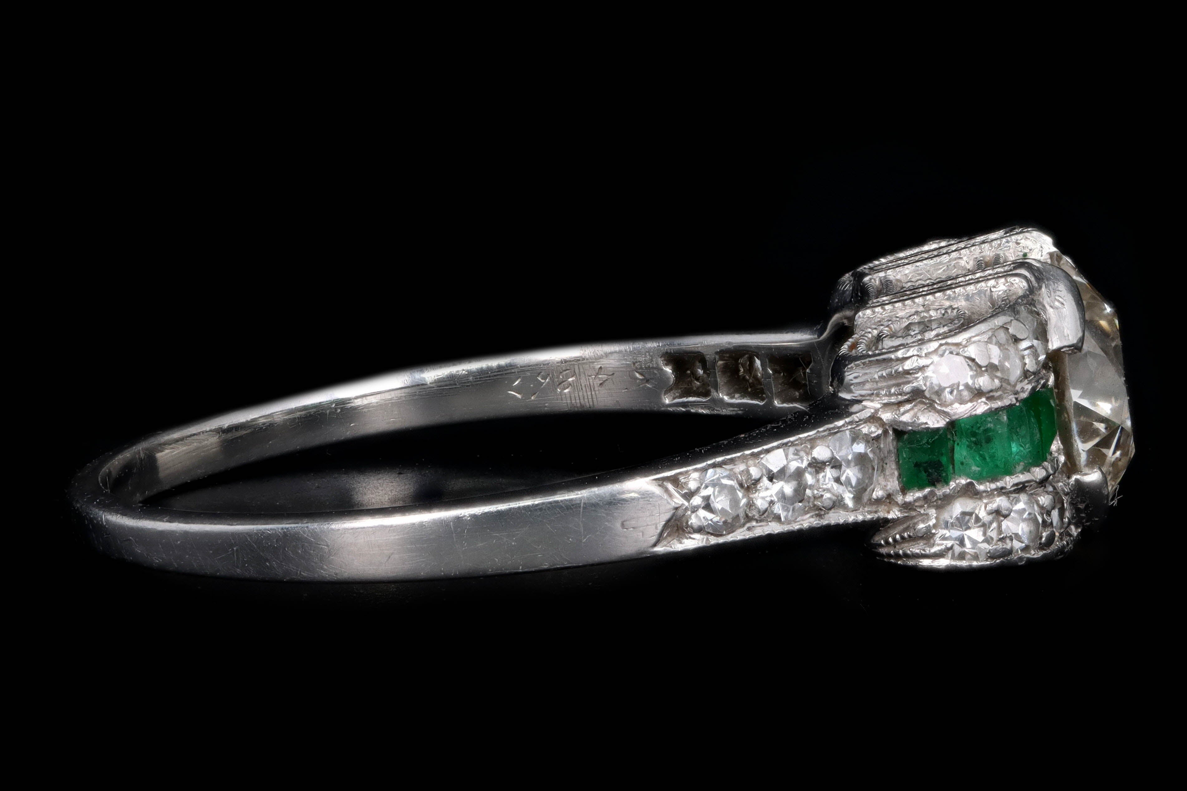 Art Deco Platinum .75 Carat Old European Cut Diamond Engagement Ring - Queen May