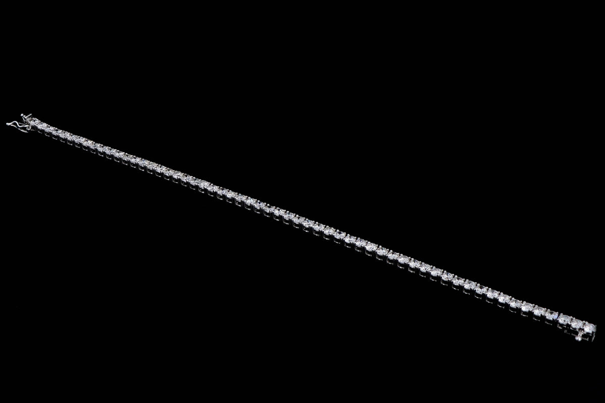 14K White Gold 6.64 Carat Round Brilliant Cut Diamond Tennis Bracelet - Queen May