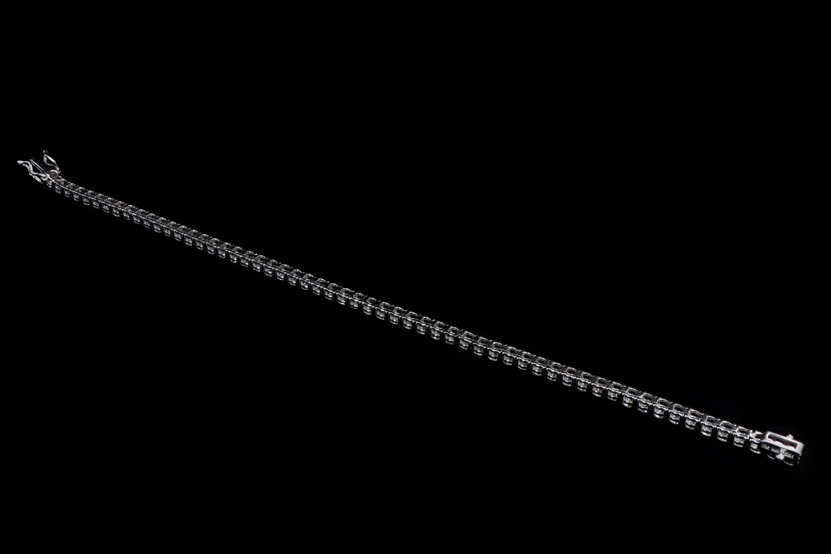14K White Gold 6.64 Carat Round Brilliant Cut Diamond Tennis Bracelet - Queen May