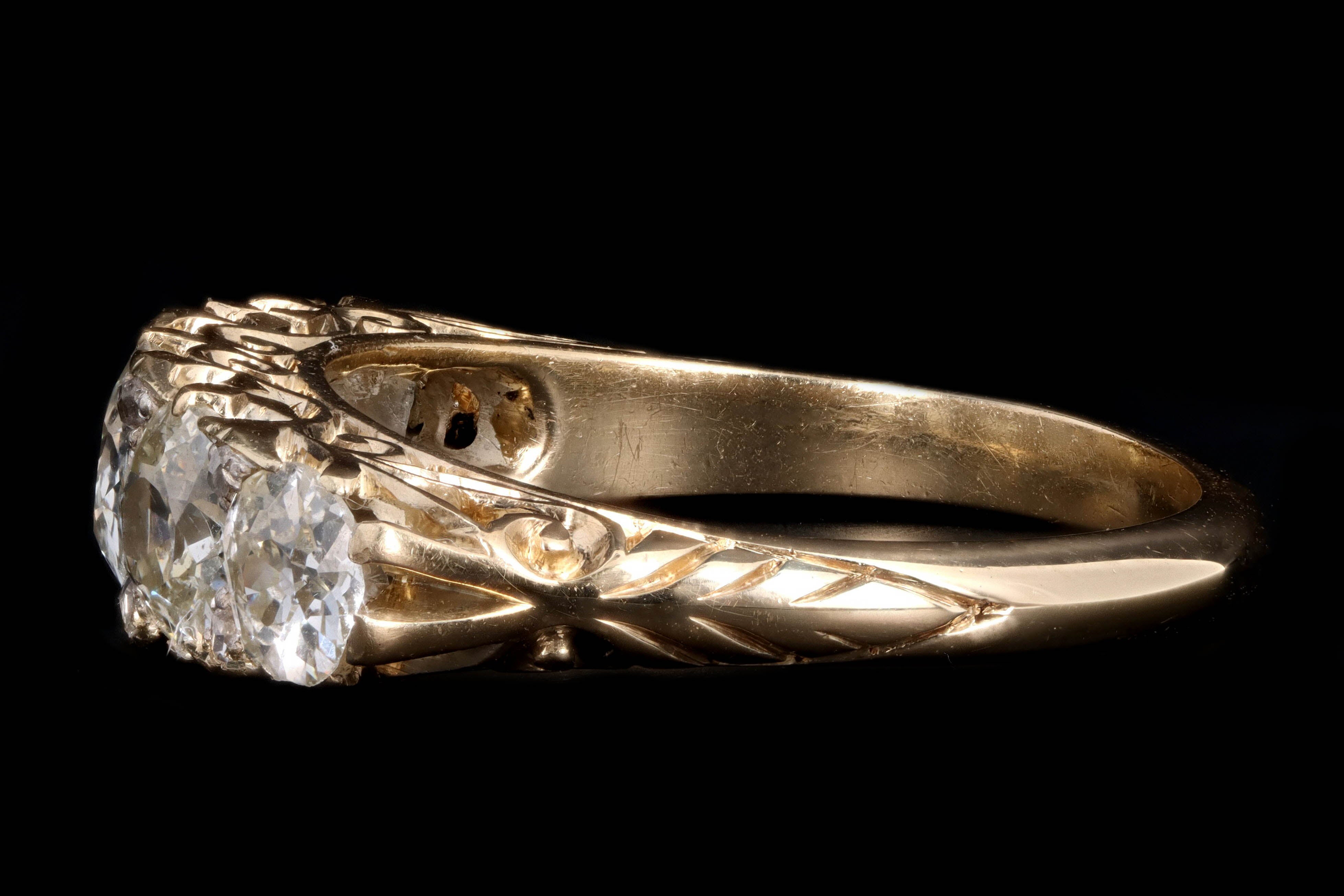 Victorian 18K Yellow Gold 2.1 Carat Old European Cut Diamond Band - Queen May