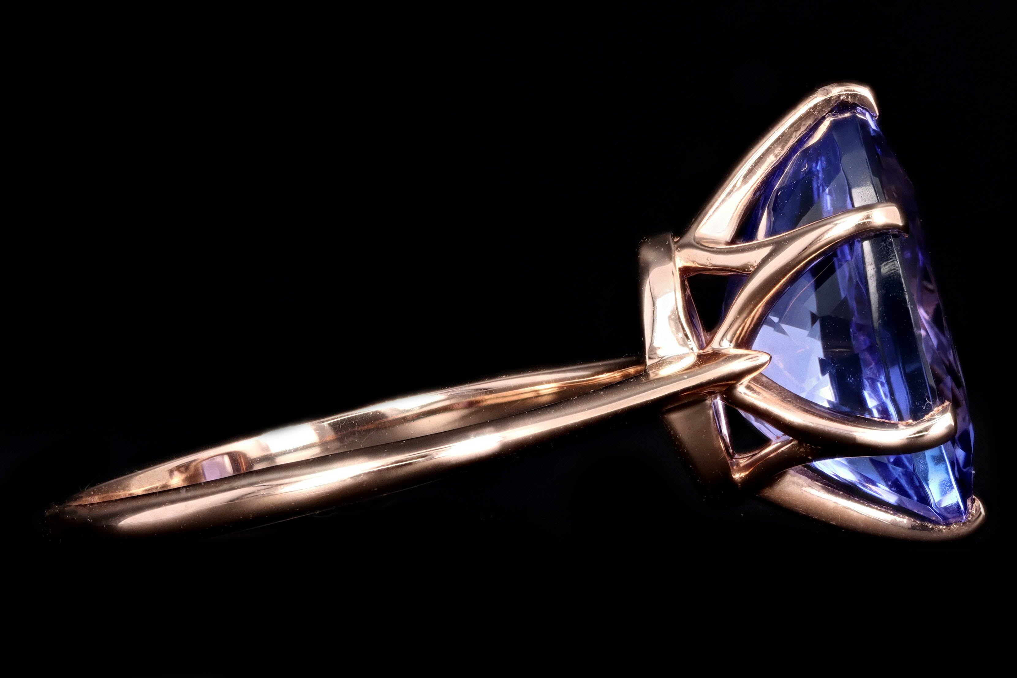 New Vintage Inspired 18K Rose Gold 5.05 Carat Oval Cut Tanzanite Ring - Queen May