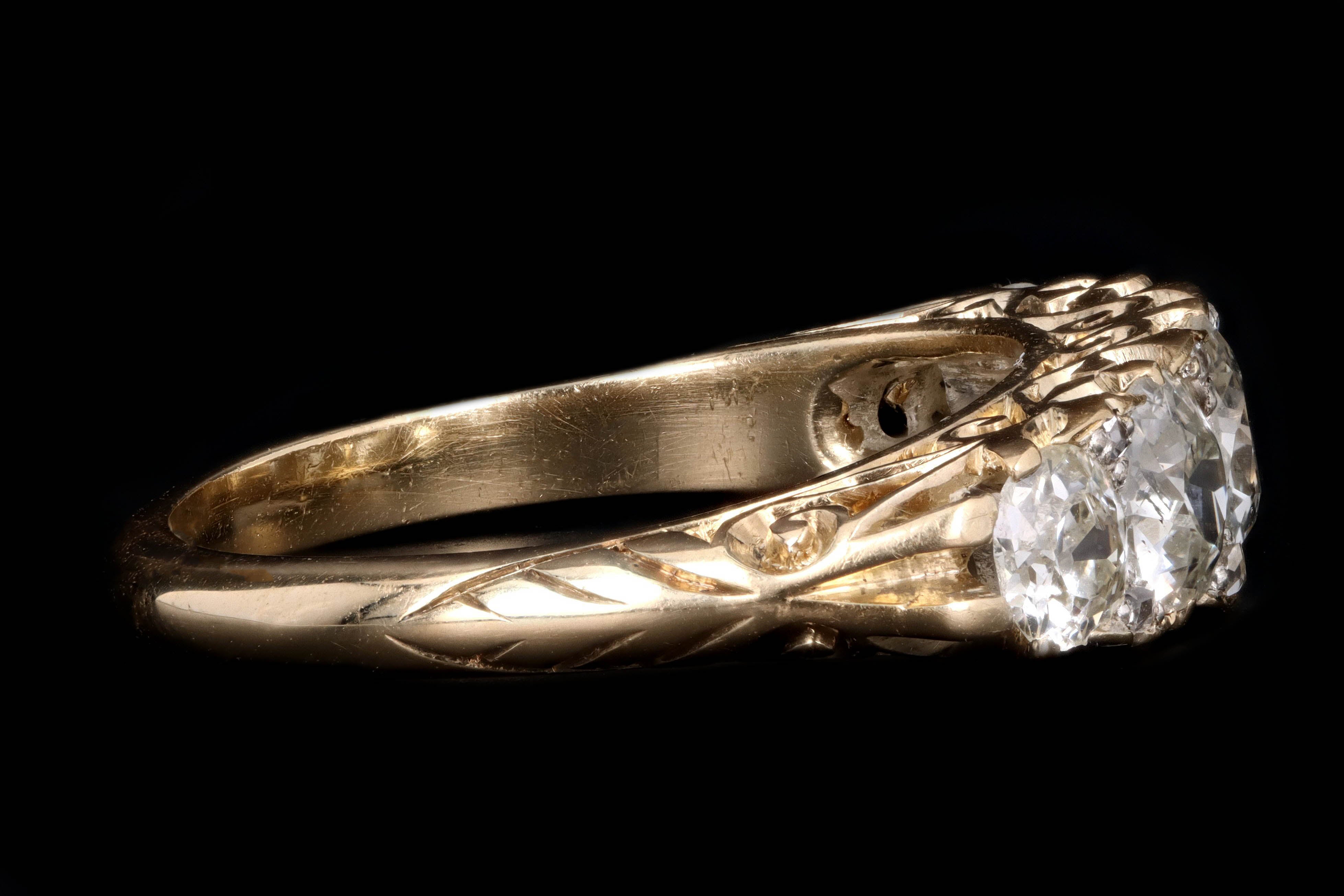 Victorian 18K Yellow Gold 2.1 Carat Old European Cut Diamond Band - Queen May