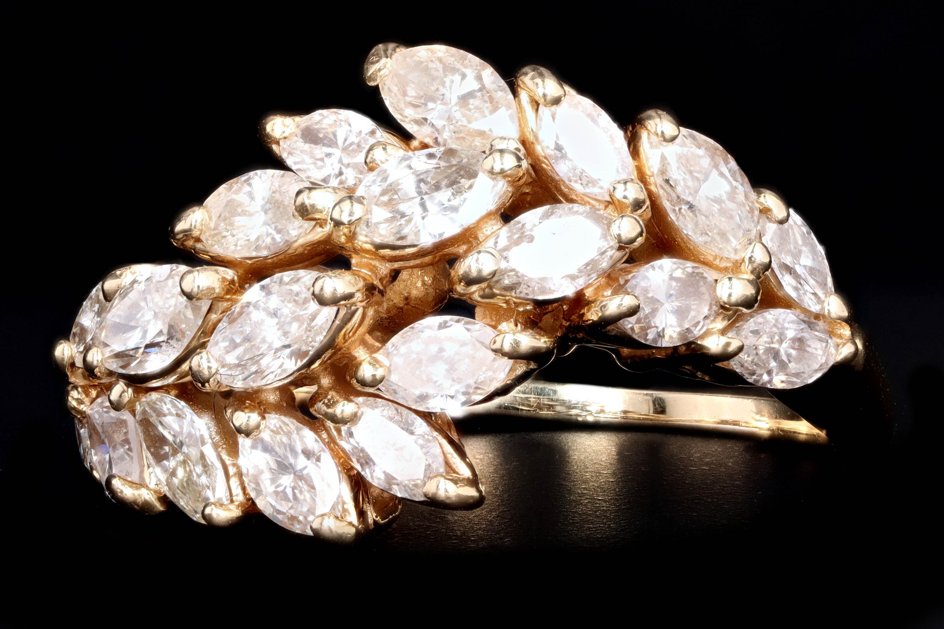 Vintage 14K Yellow Gold 2 Carat Marquise Cut Diamond Ring - Queen May