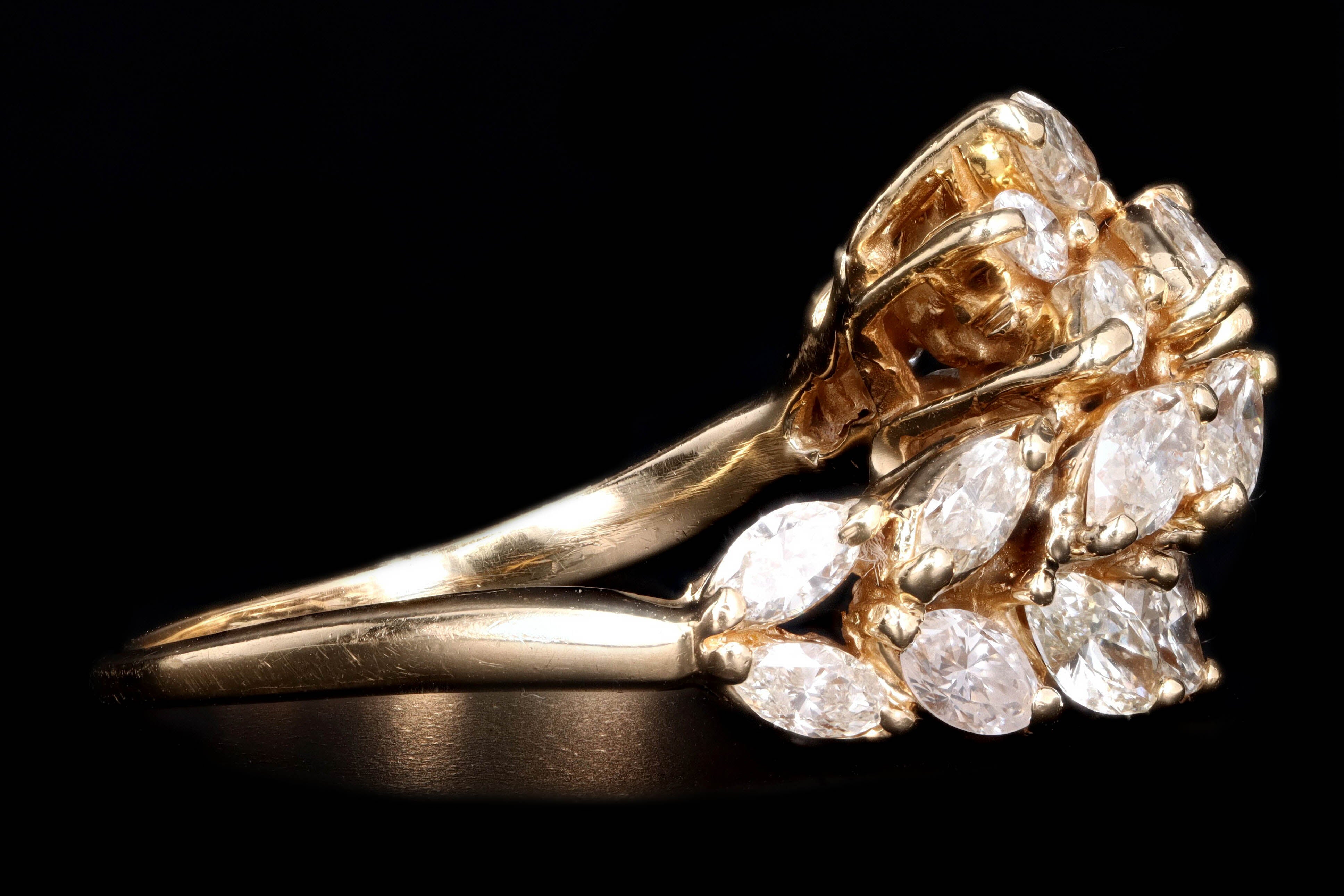 Vintage 14K Yellow Gold 2 Carat Marquise Cut Diamond Ring - Queen May