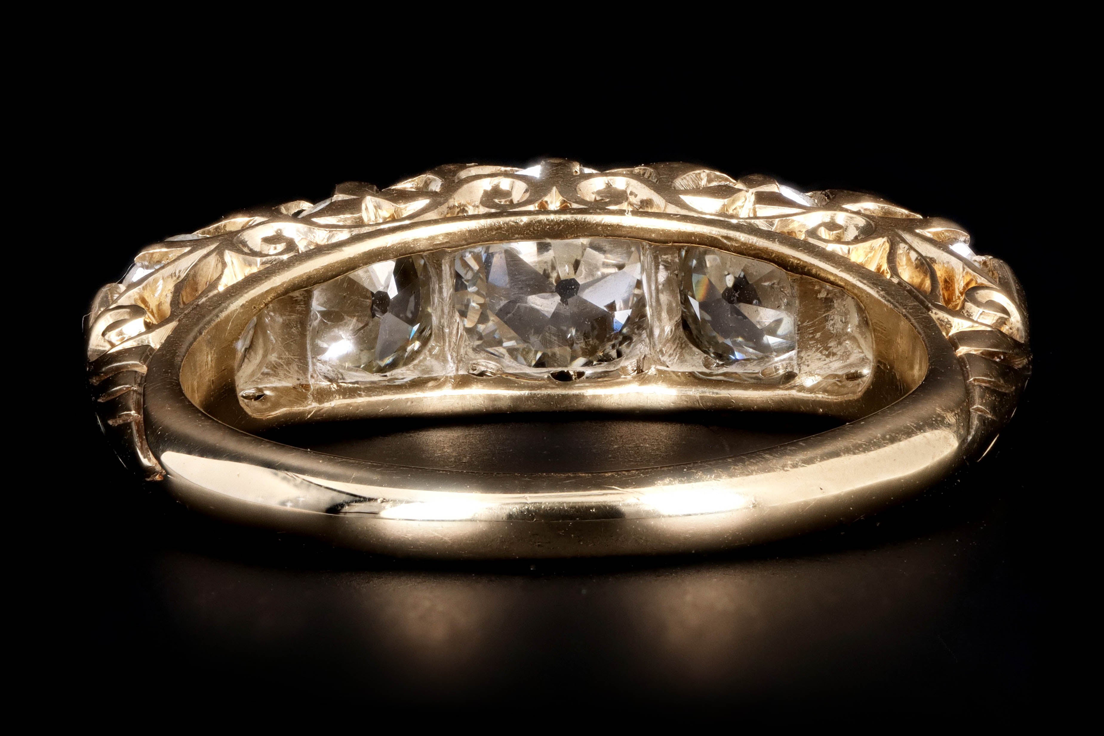Victorian 18K Yellow Gold 2.1 Carat Old European Cut Diamond Band - Queen May
