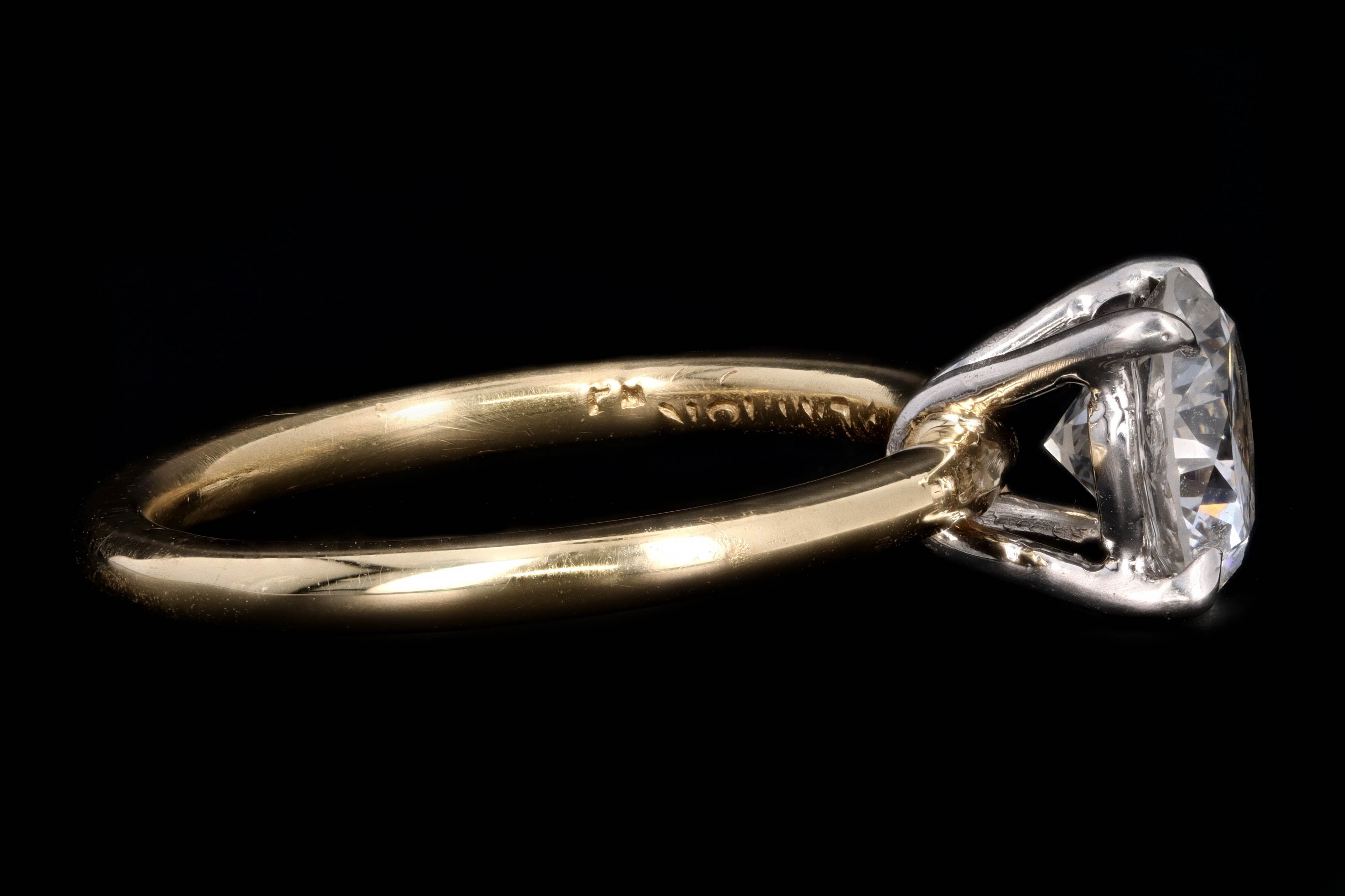 New Handmade 18K Yellow Gold & Platinum 1.40 Carat Round Brilliant Diamond Engagement Ring GIA Certified - Queen May