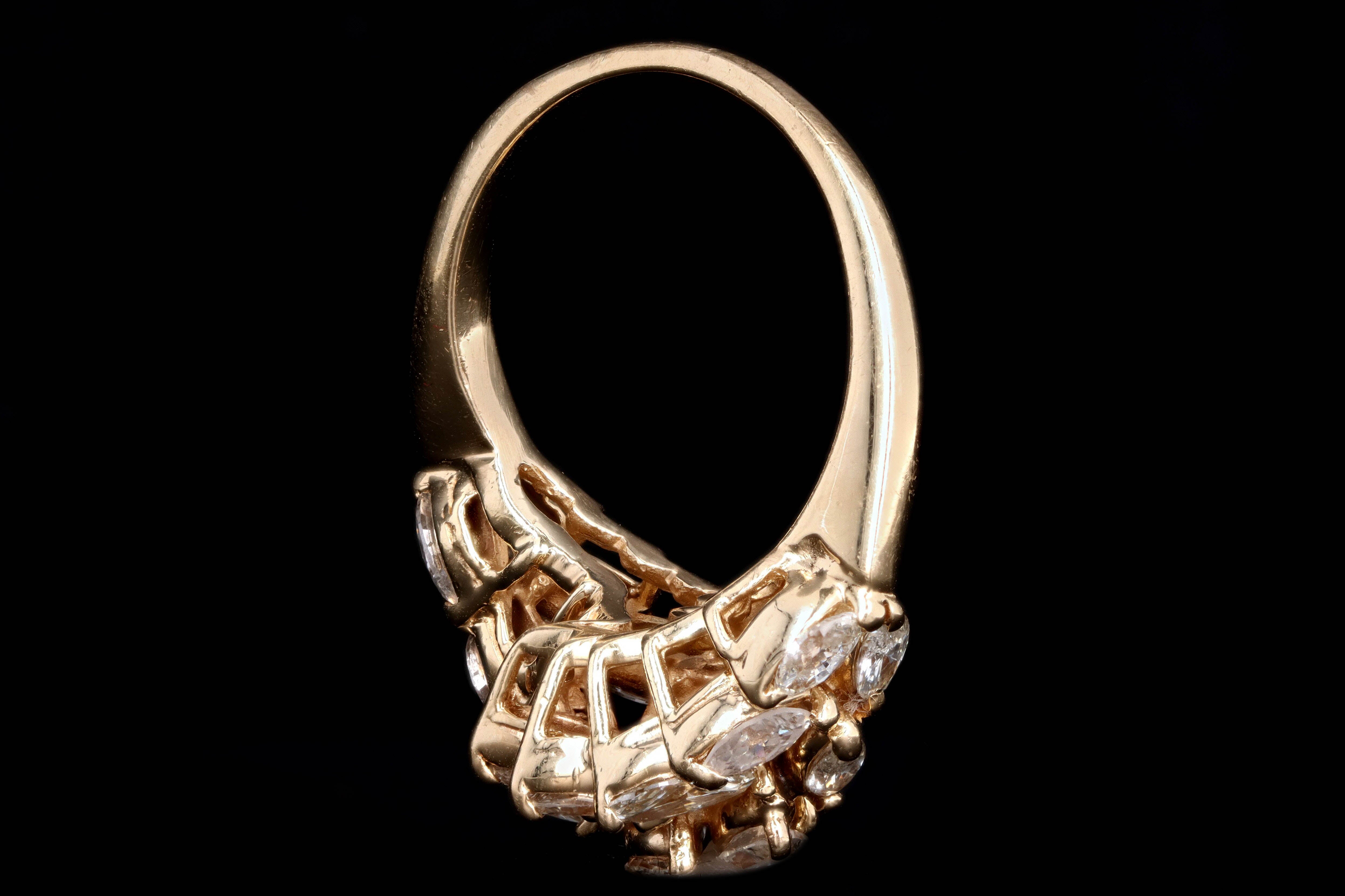 Vintage 14K Yellow Gold 2 Carat Marquise Cut Diamond Ring - Queen May