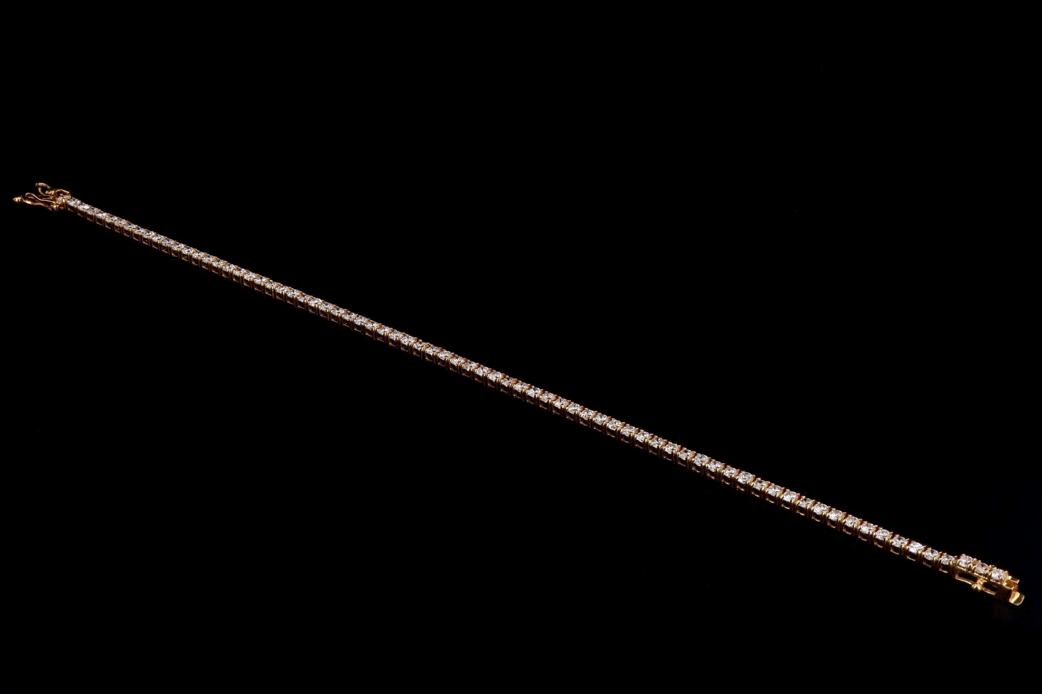 14K Gold 2.8 Carat Round Brilliant Cut Diamond Tennis Bracelet - Queen May