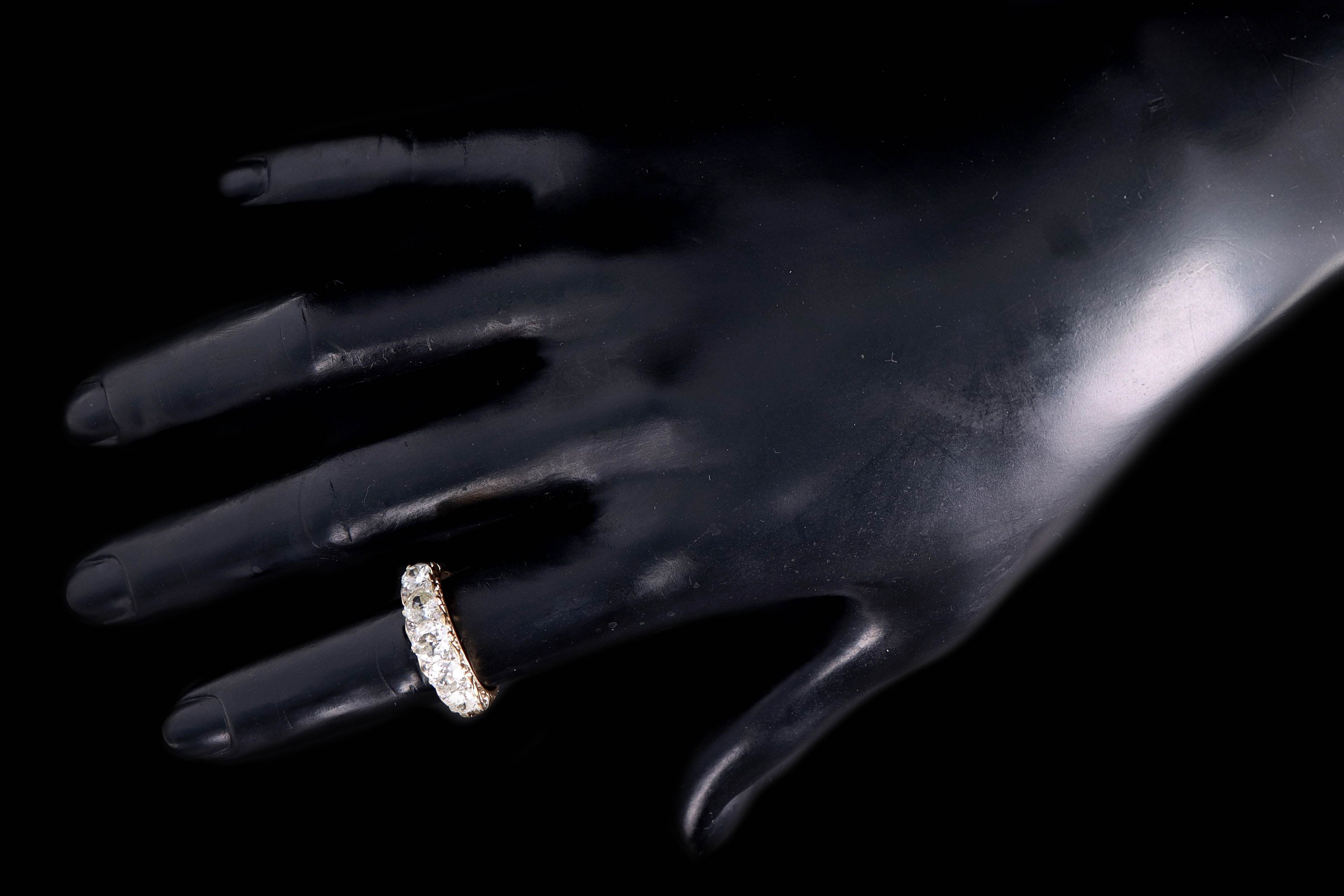 Victorian 18K Yellow Gold 2.1 Carat Old European Cut Diamond Band - Queen May