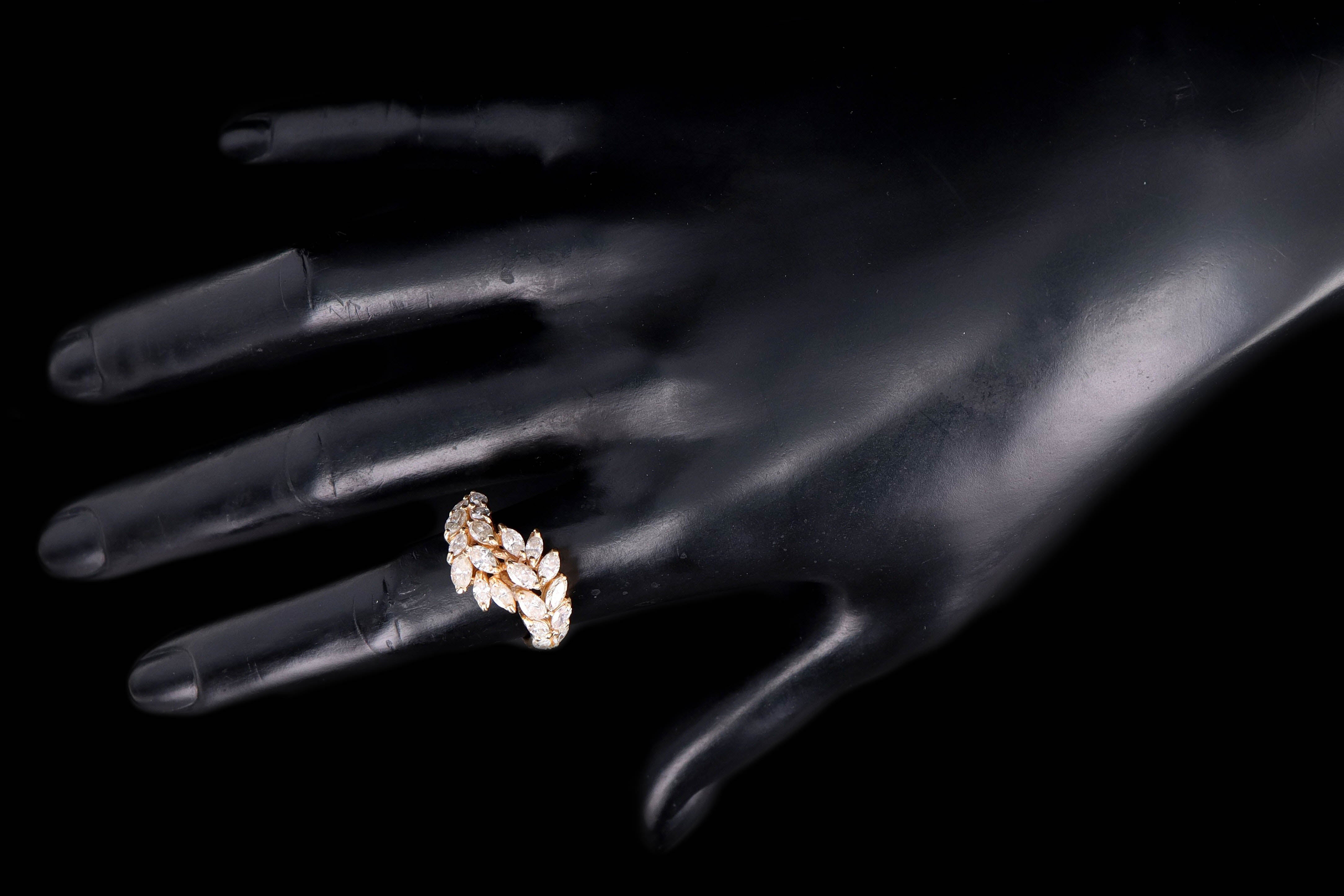 Vintage 14K Yellow Gold 2 Carat Marquise Cut Diamond Ring - Queen May