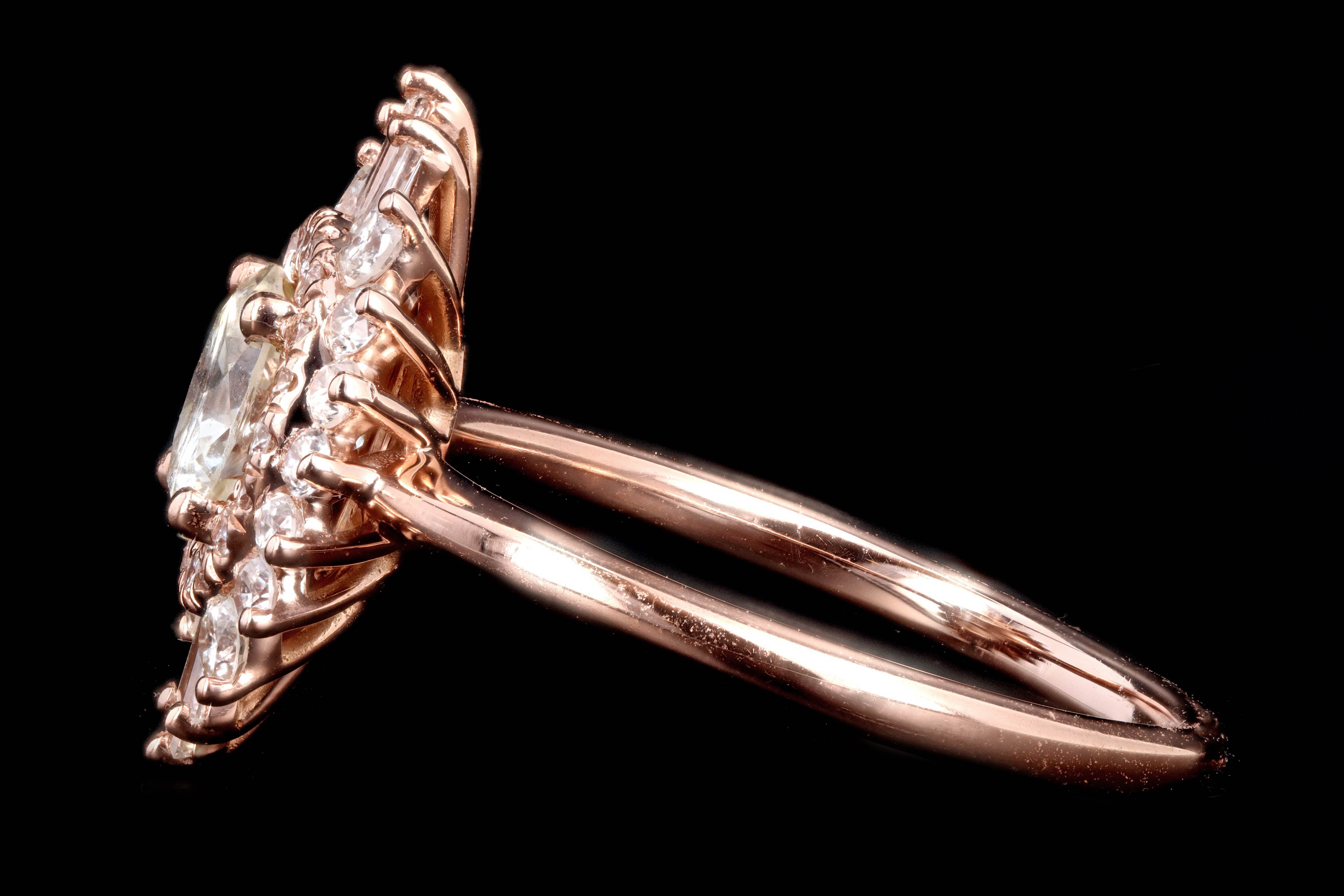 New 14K Rose Gold .81 Carat Round Brilliant Diamond Engagement Ring - Queen May