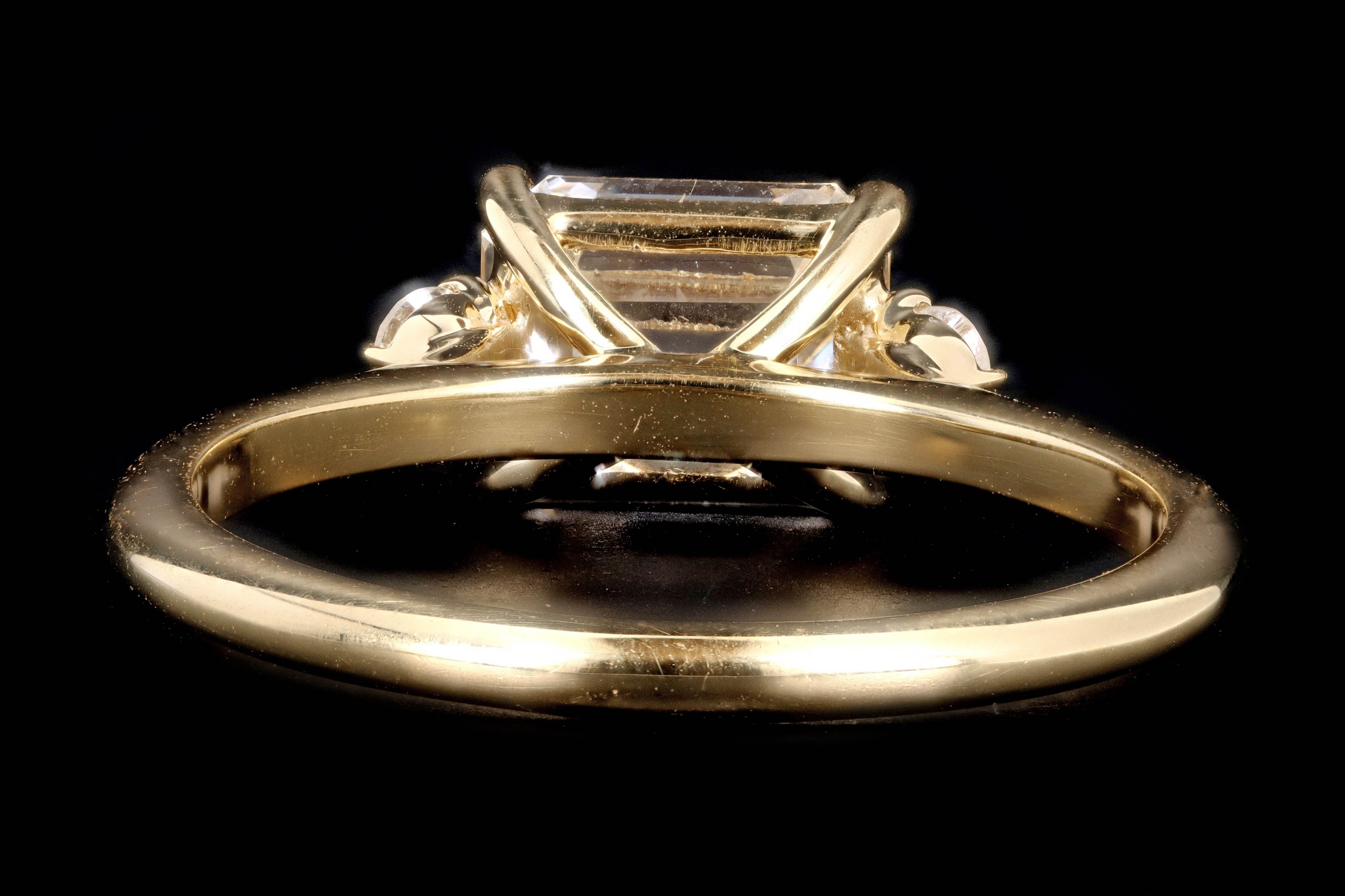 New 18K Yellow Gold 1.77 Carat Emerald Cut Diamond Engagement Ring GIA Certified - Queen May