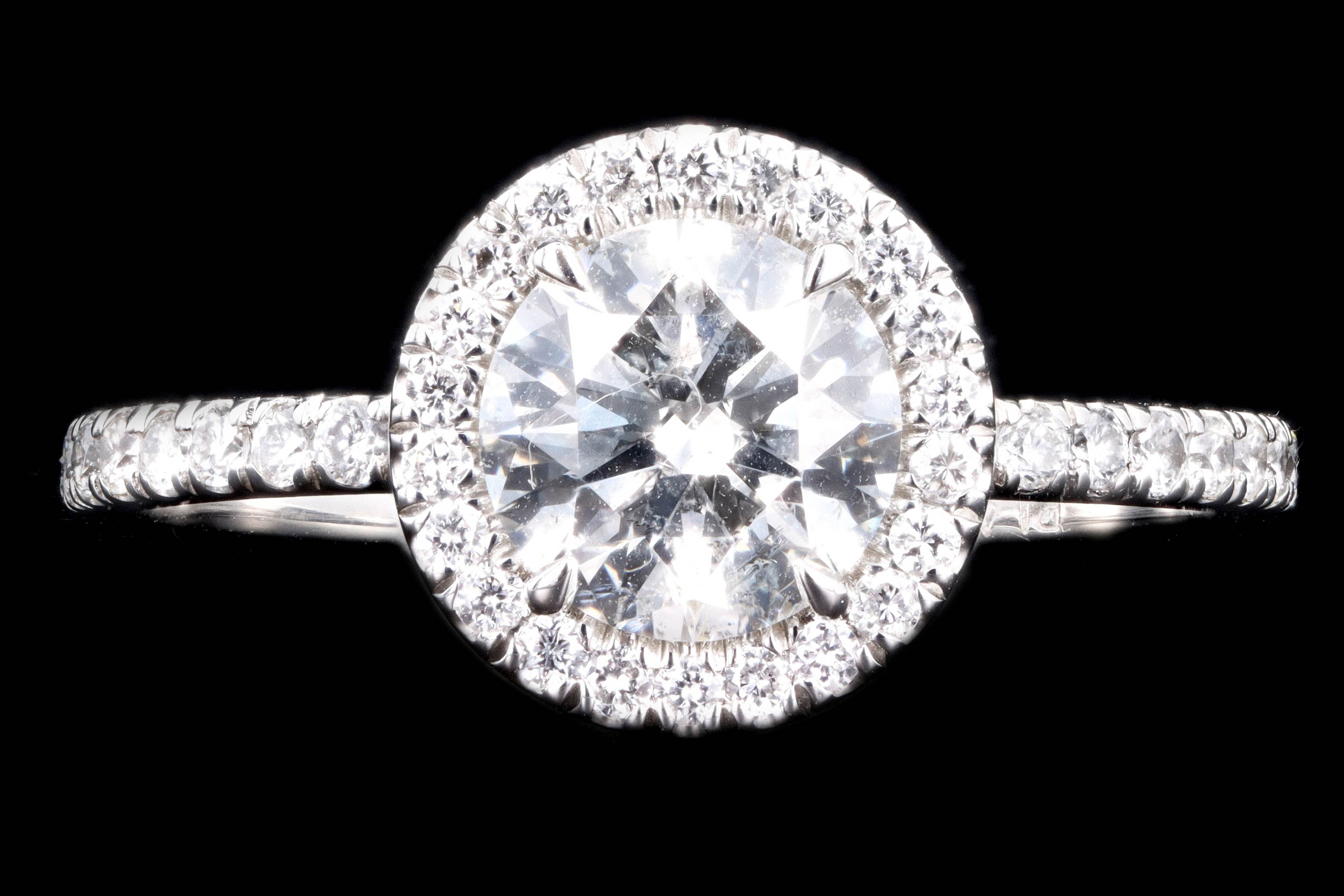 New Platinum 1.01 Carat Round Brilliant Cut Diamond Halo Engagement Ring GIA Certified - Queen May