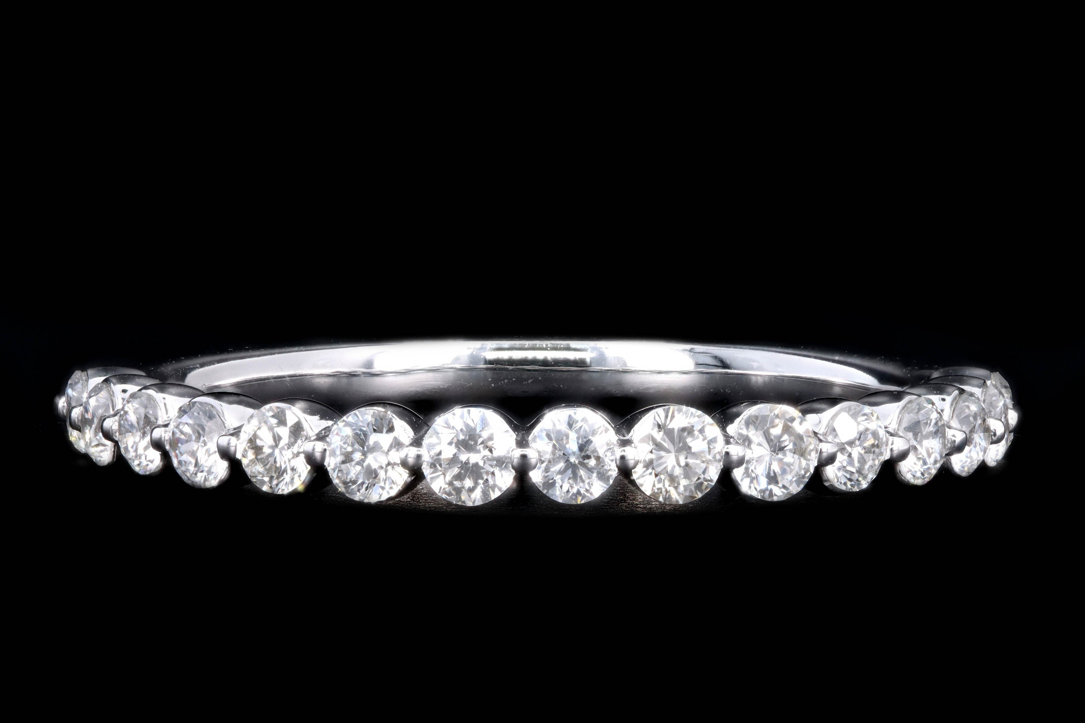 14K Gold or Platinum 0.50 Carat Round Brilliant Diamond Half Eternity Band - Queen May