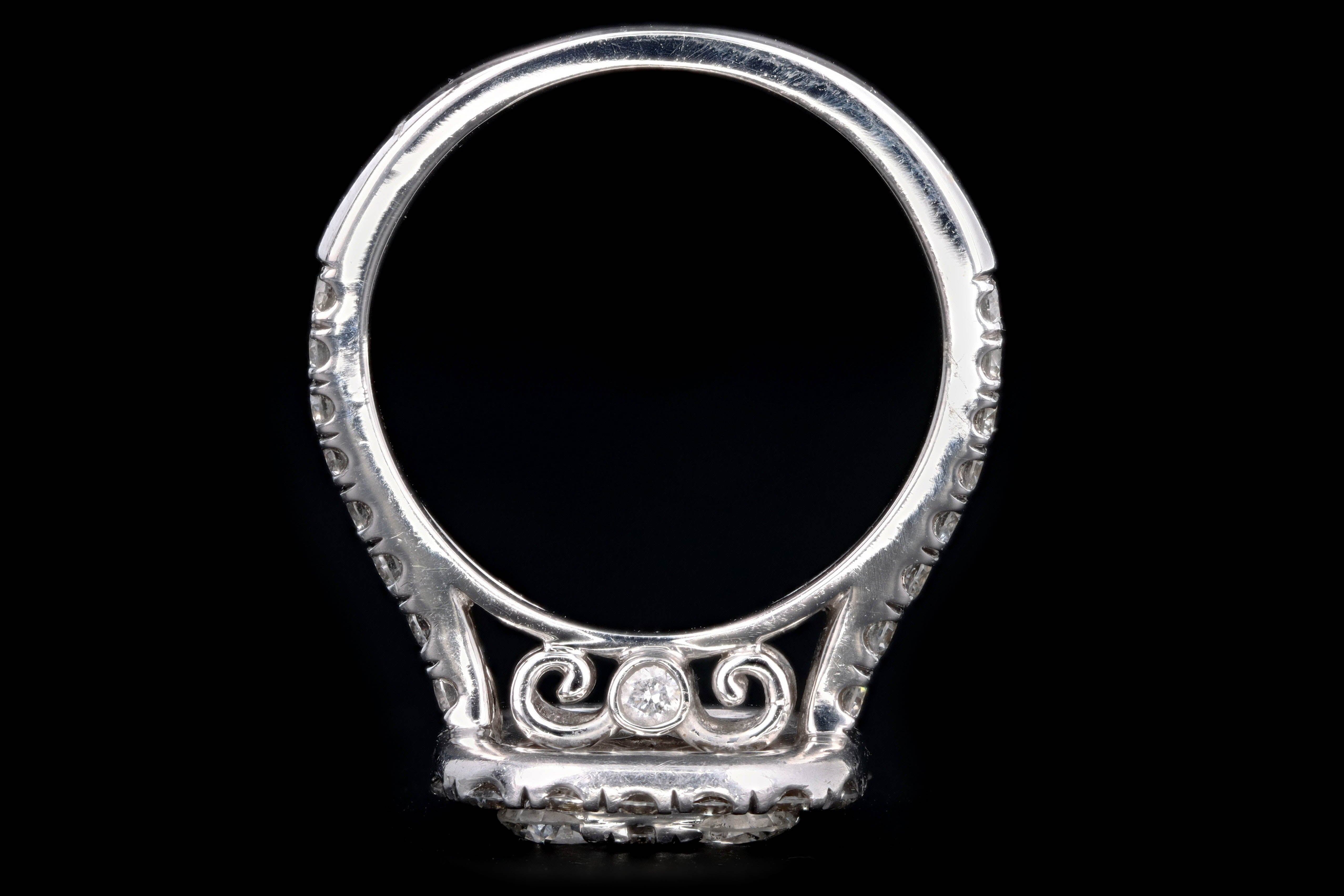 Modern 14K White Gold 2 Carat Round Brilliant Cut Diamond Cluster Ring - Queen May