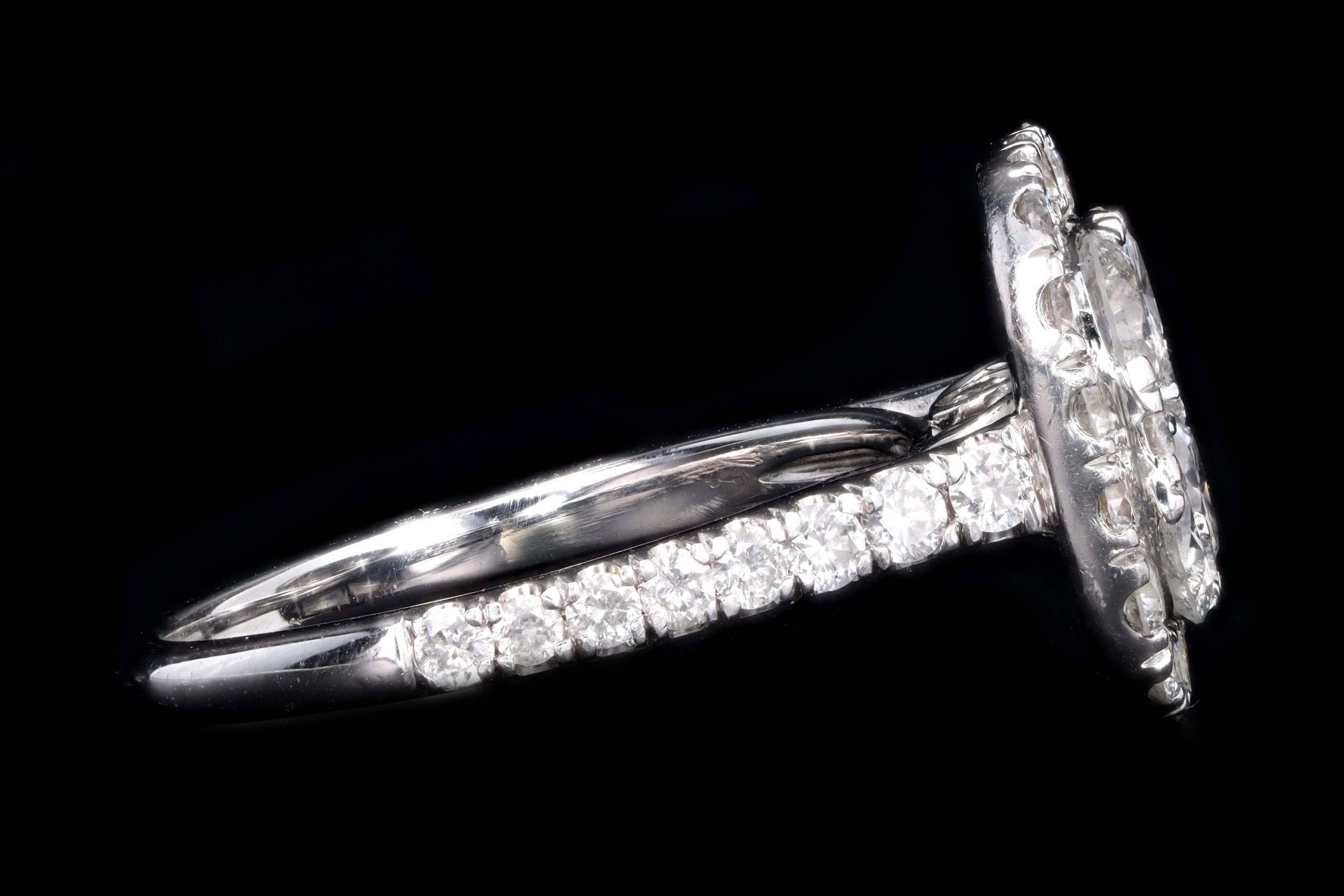 Modern 14K White Gold 2 Carat Round Brilliant Cut Diamond Cluster Ring - Queen May