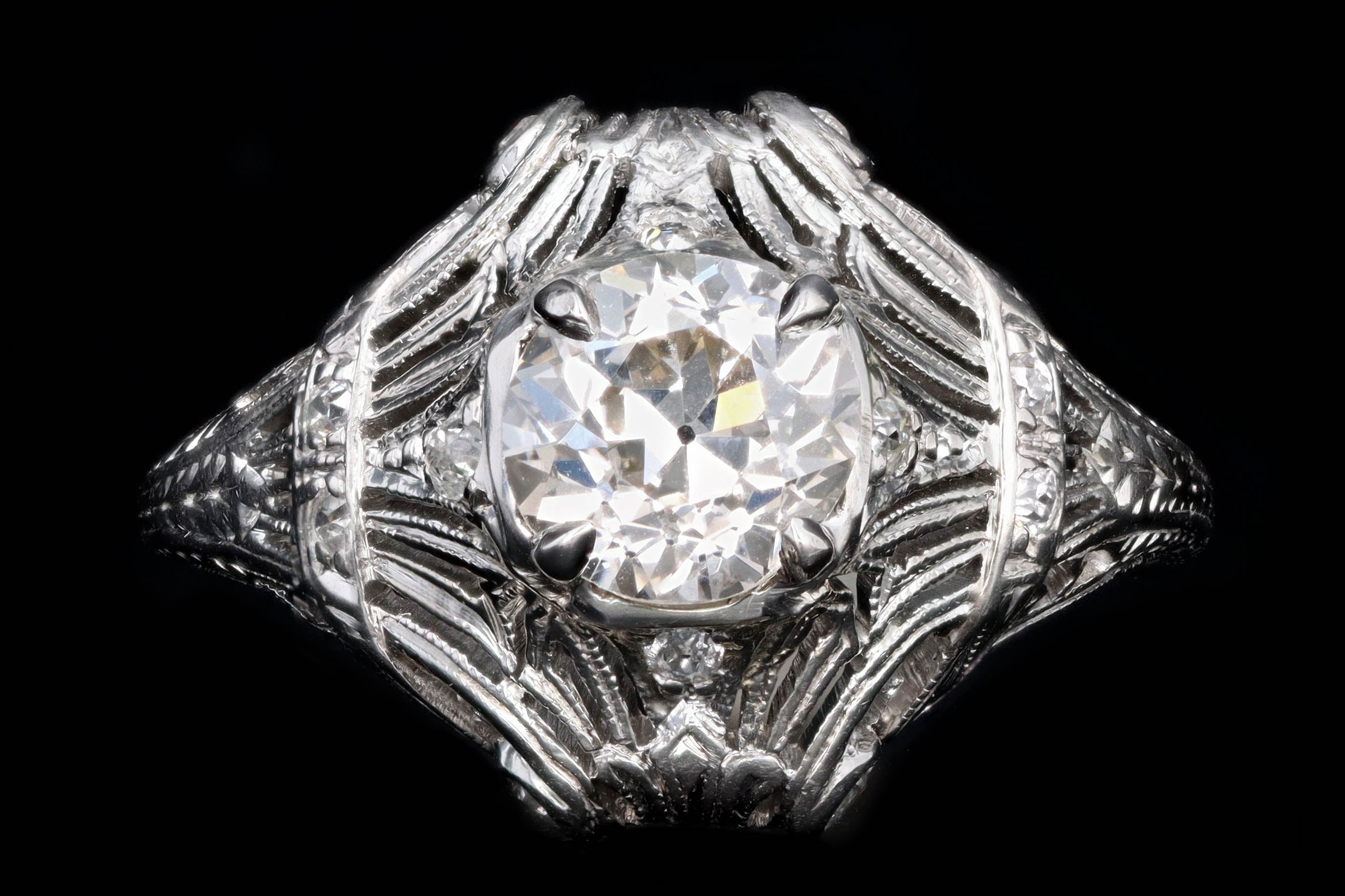 Art Deco Platinum 1.31 Carat Old European Diamond Ring - Queen May