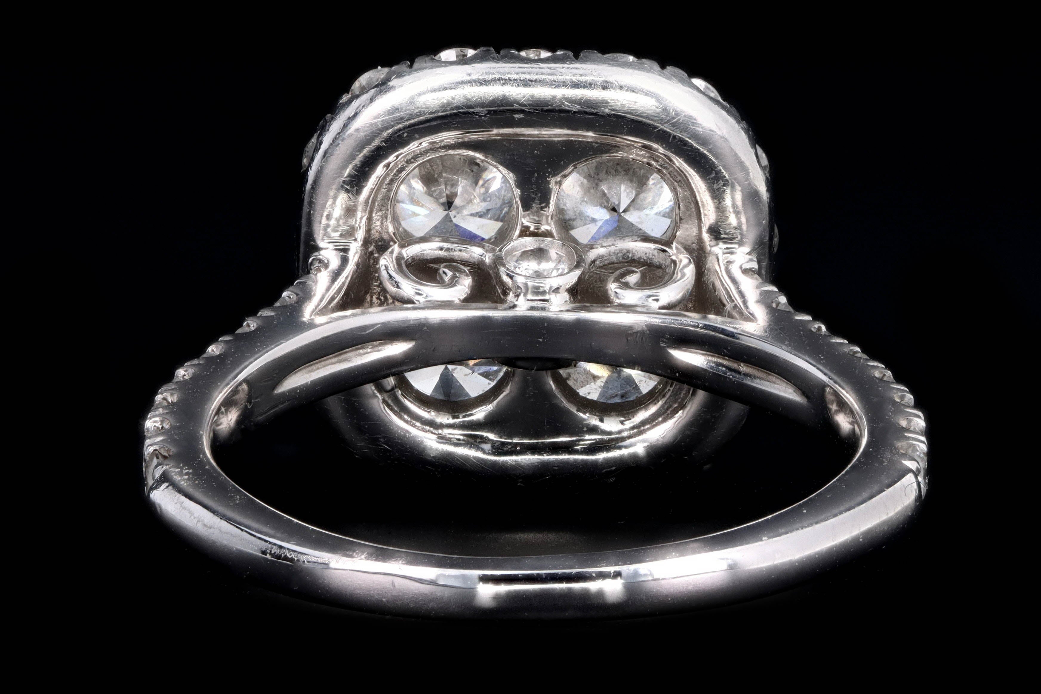 Modern 14K White Gold 2 Carat Round Brilliant Cut Diamond Cluster Ring - Queen May