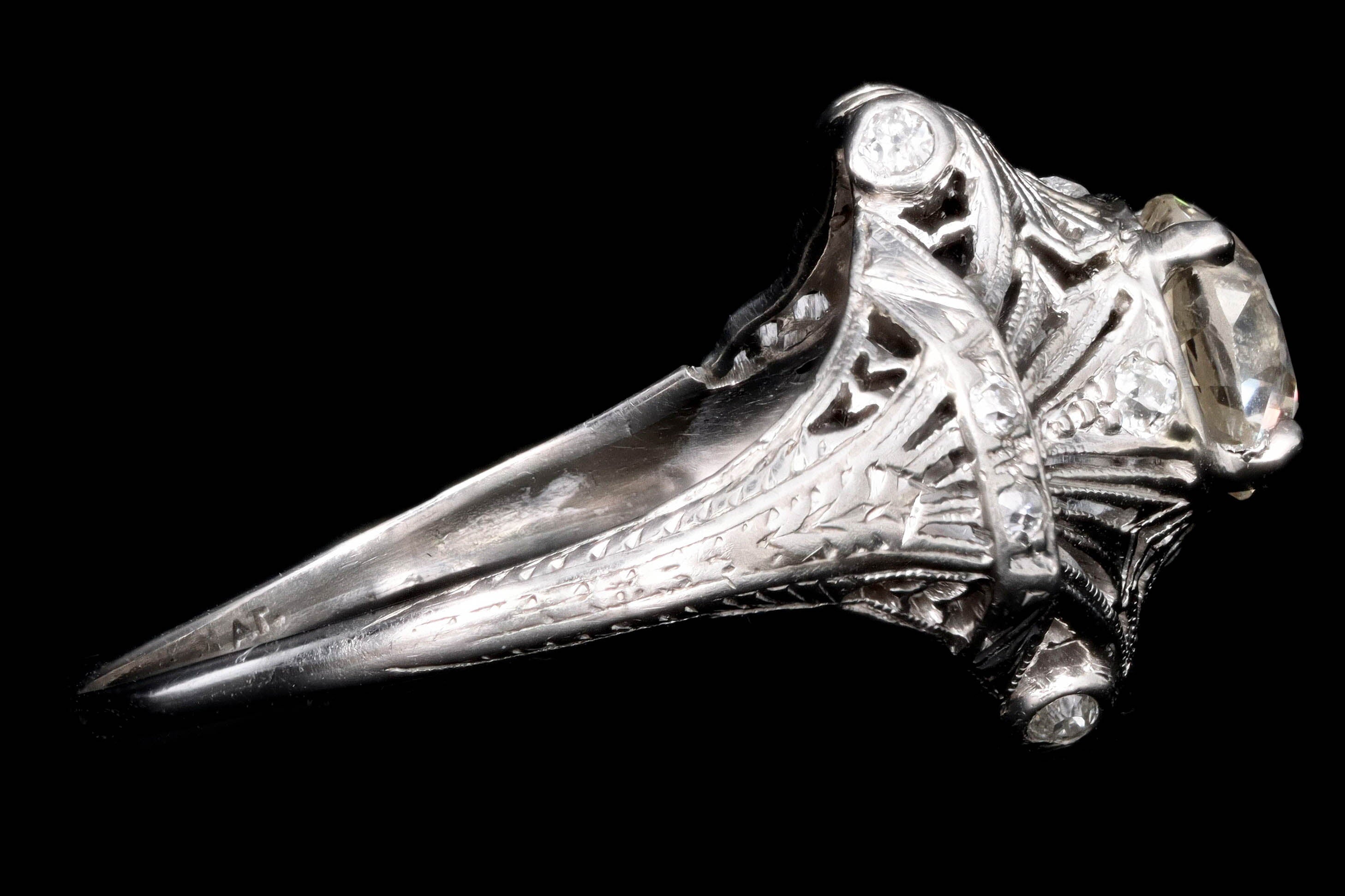 Art Deco Platinum 1.31 Carat Old European Diamond Ring - Queen May