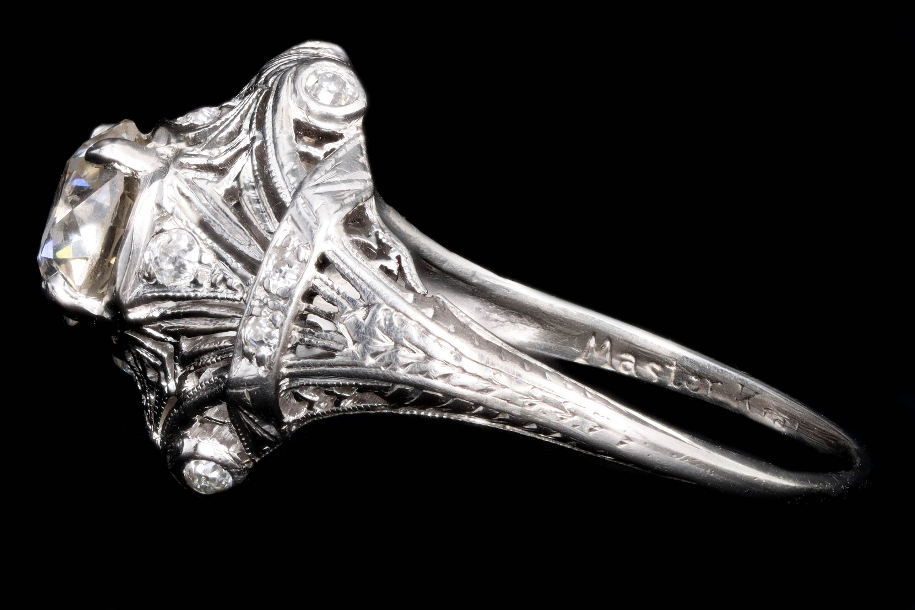 Art Deco Platinum 1.31 Carat Old European Diamond Ring - Queen May