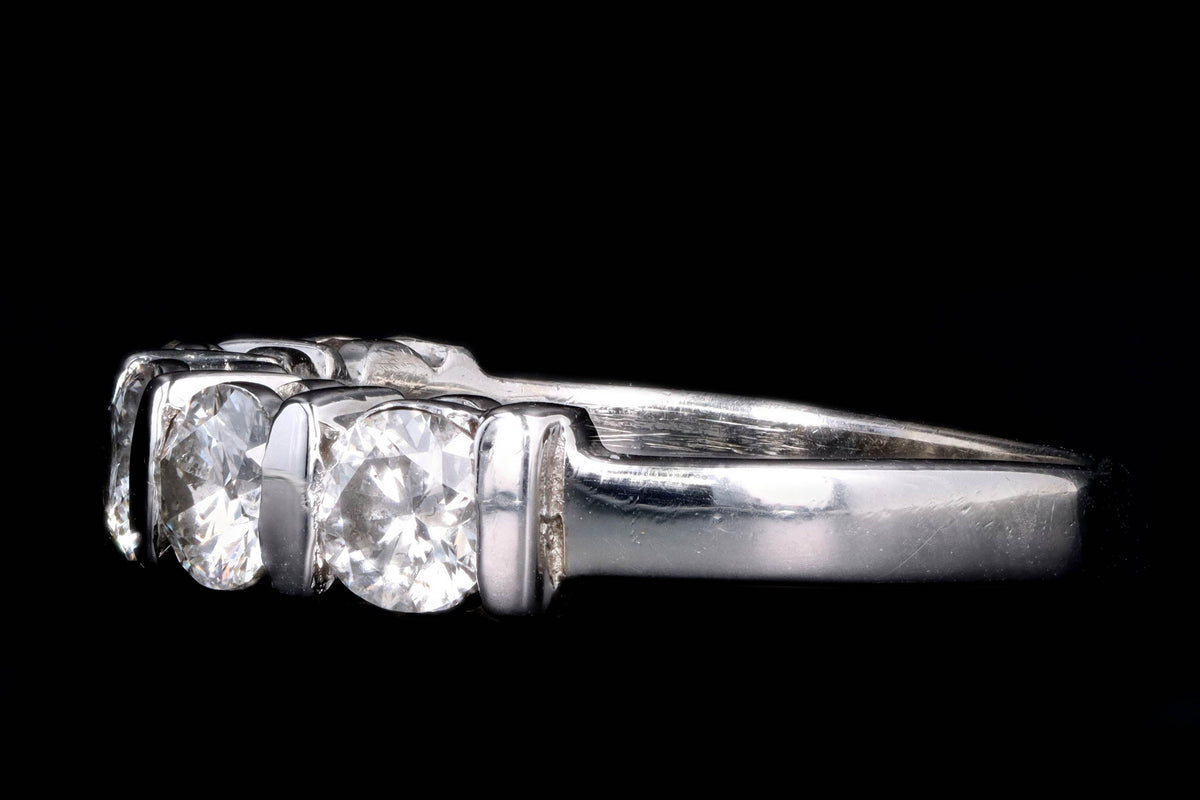 Modern 14K White Gold 1.25 Carat Round Brilliant Diamond 5 Stone Anniversary Band - Queen May