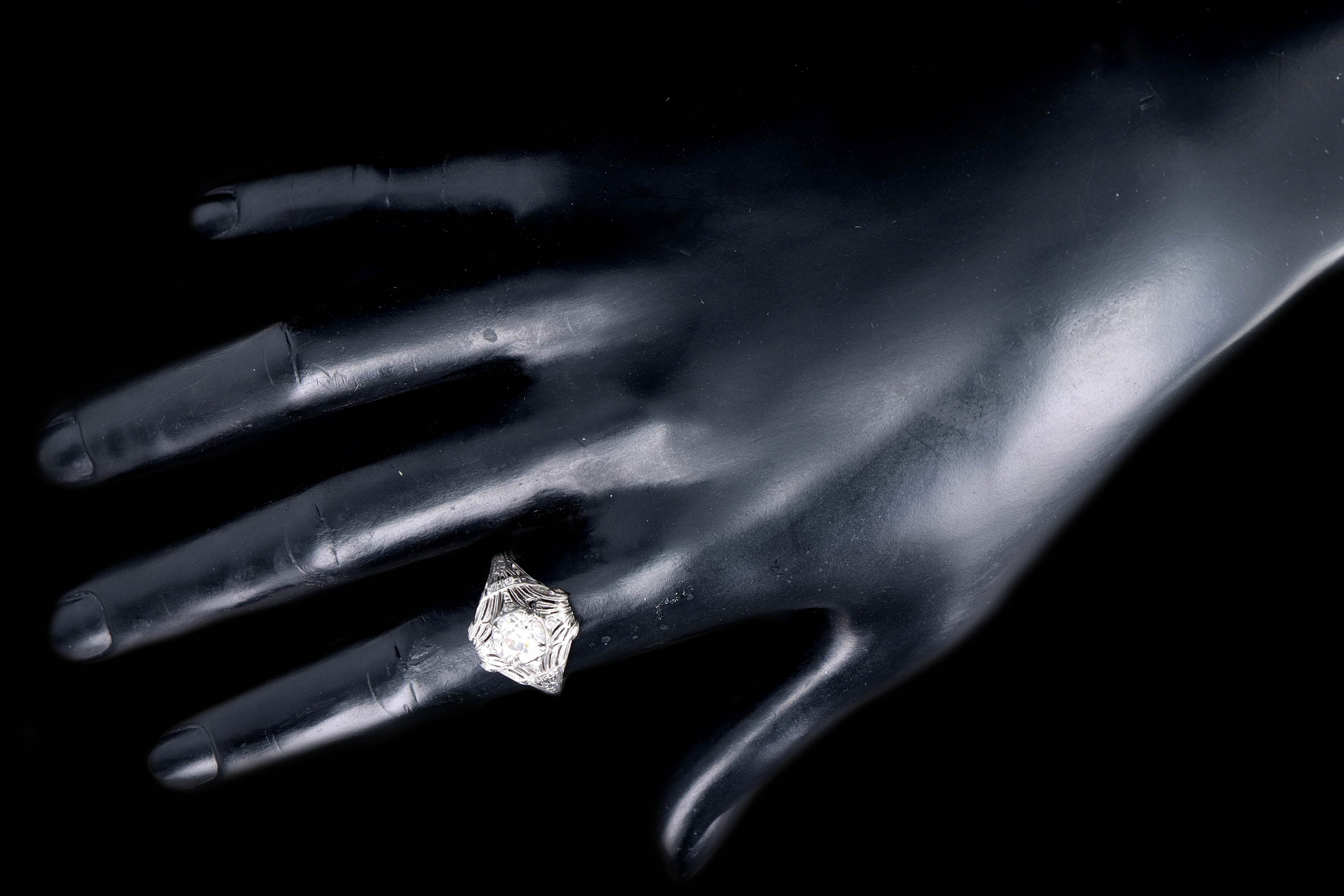 Art Deco Platinum 1.31 Carat Old European Diamond Ring - Queen May
