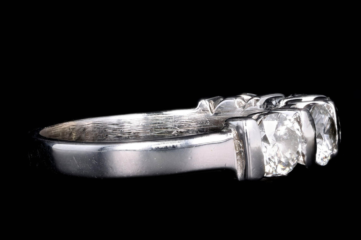 Modern 14K White Gold 1.25 Carat Round Brilliant Diamond 5 Stone Anniversary Band - Queen May