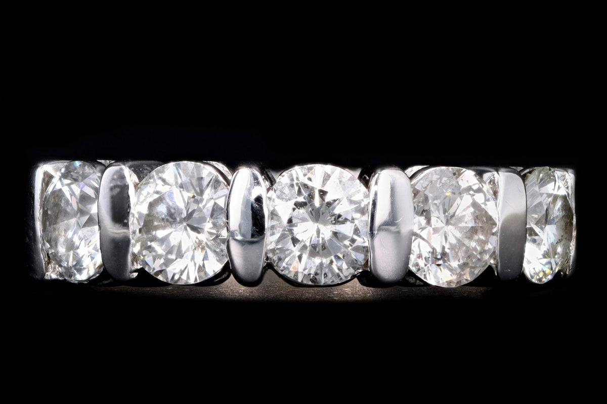 Modern 14K White Gold 1.25 Carat Round Brilliant Diamond 5 Stone Anniversary Band - Queen May