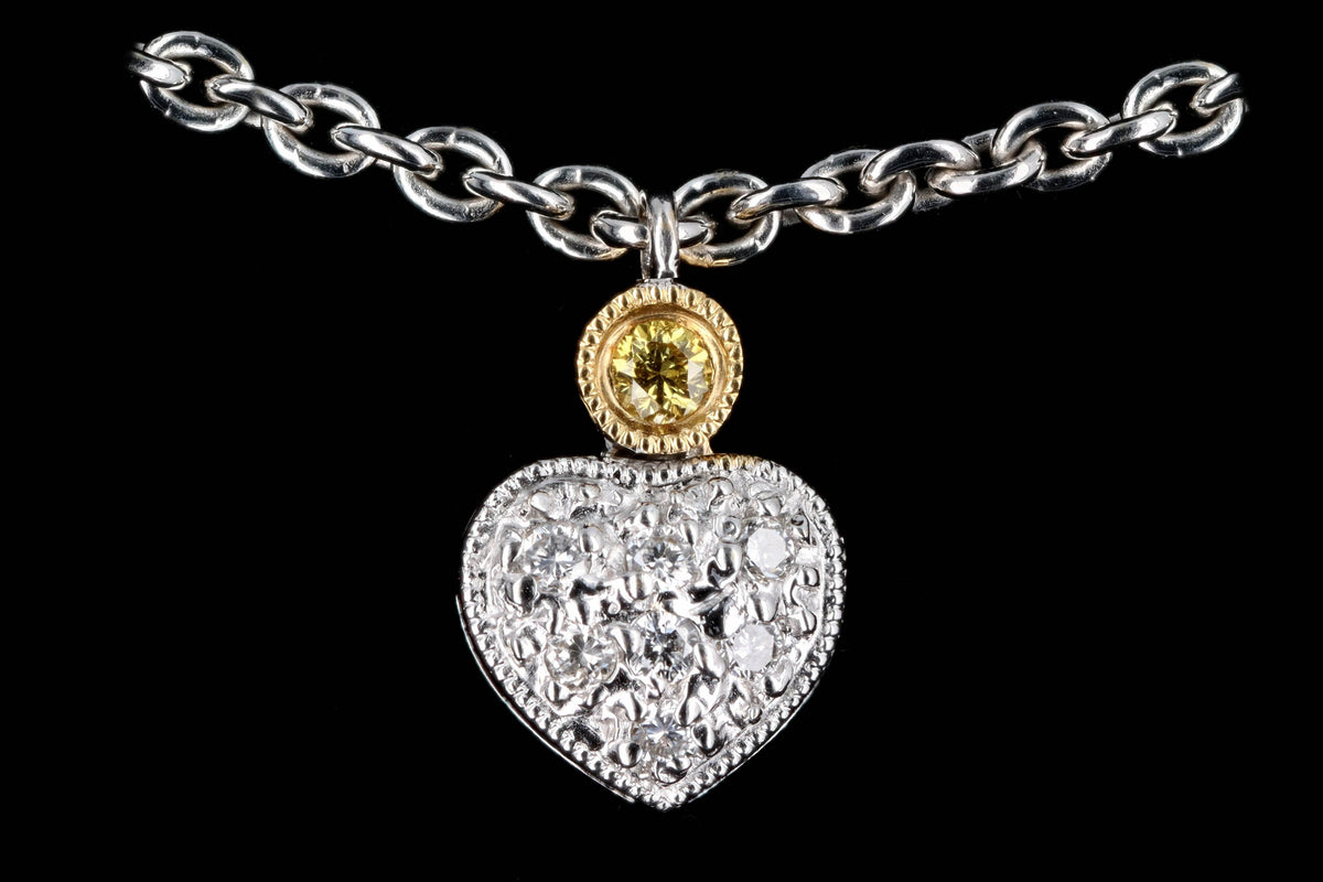 18K Gold .50 Carat Round Brilliant Diamond Heart Necklace - Queen May