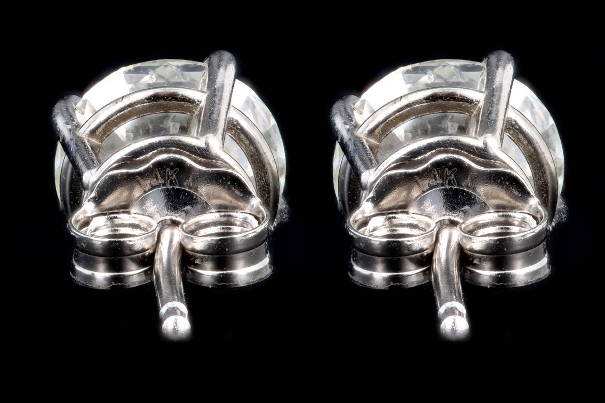 New 14K White Gold 1.80 Carat Round Brilliant Diamond Stud Earrings - Queen May