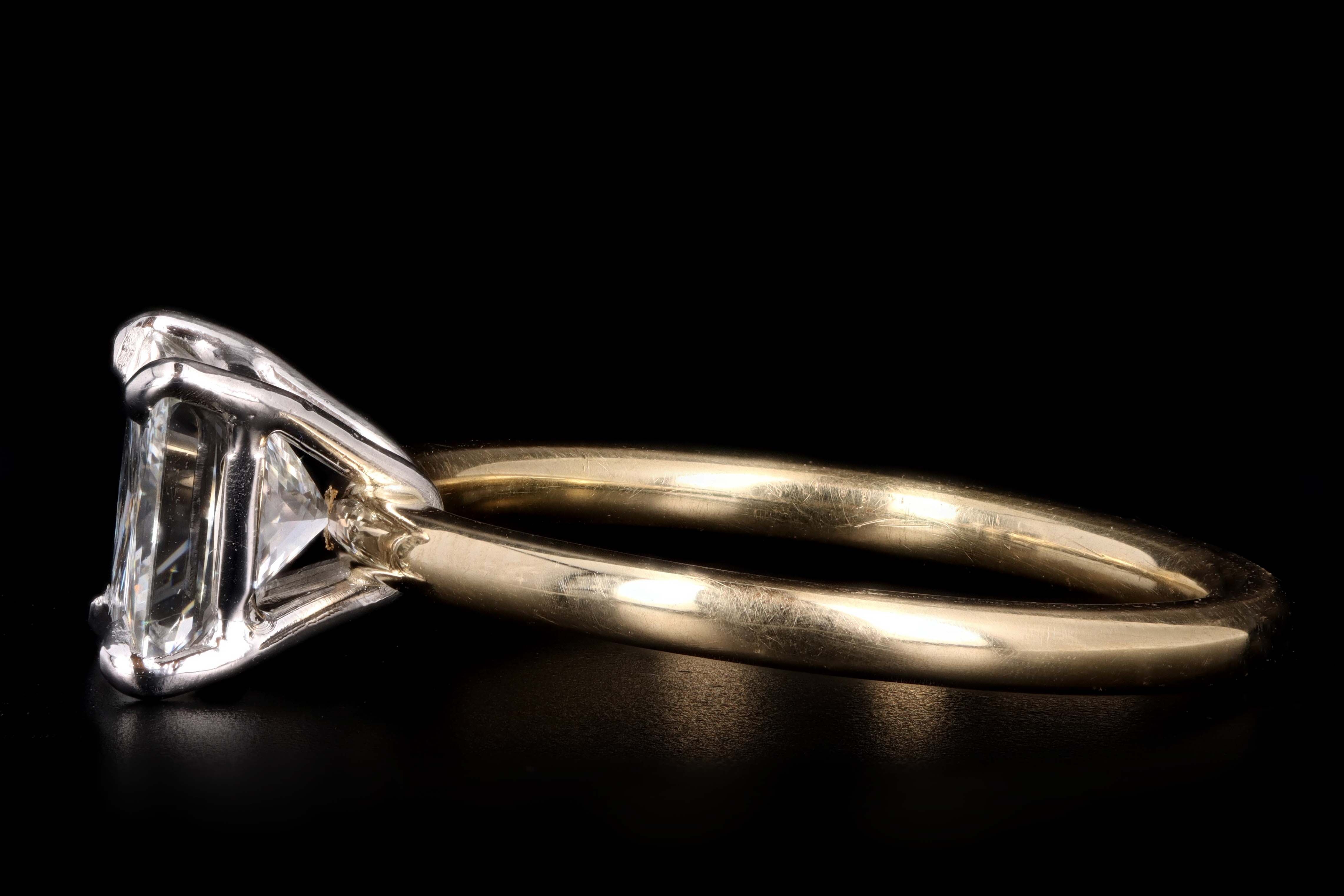New Handmade Platinum & 18K Yellow Gold 1.38 Carat Radiant Cut Diamond Engagement Ring GIA Certified - Queen May