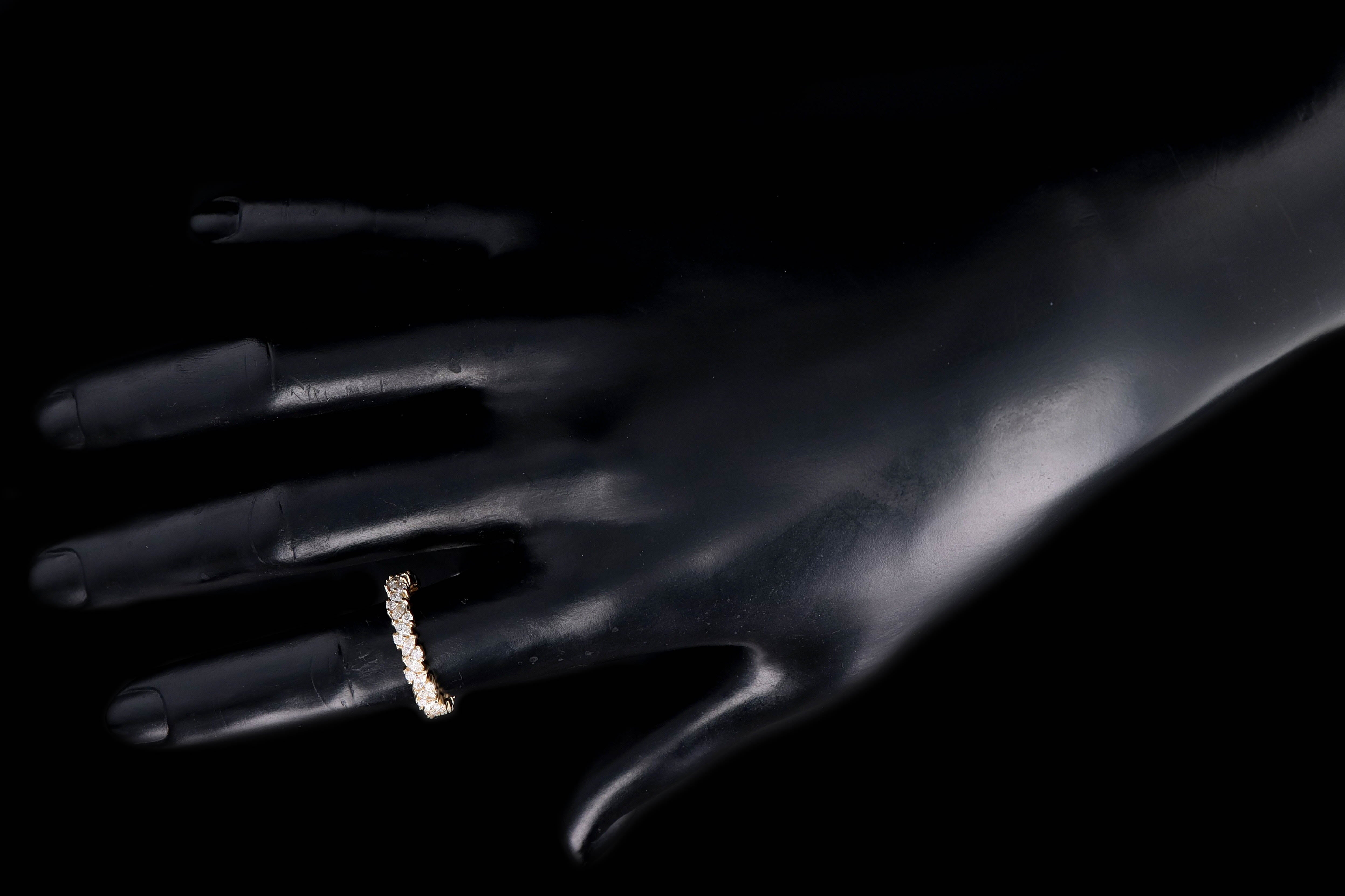 14K Gold Marquise & Round Brilliant Cut Diamond Wreath Stackable Wedding Eternity Band - Queen May