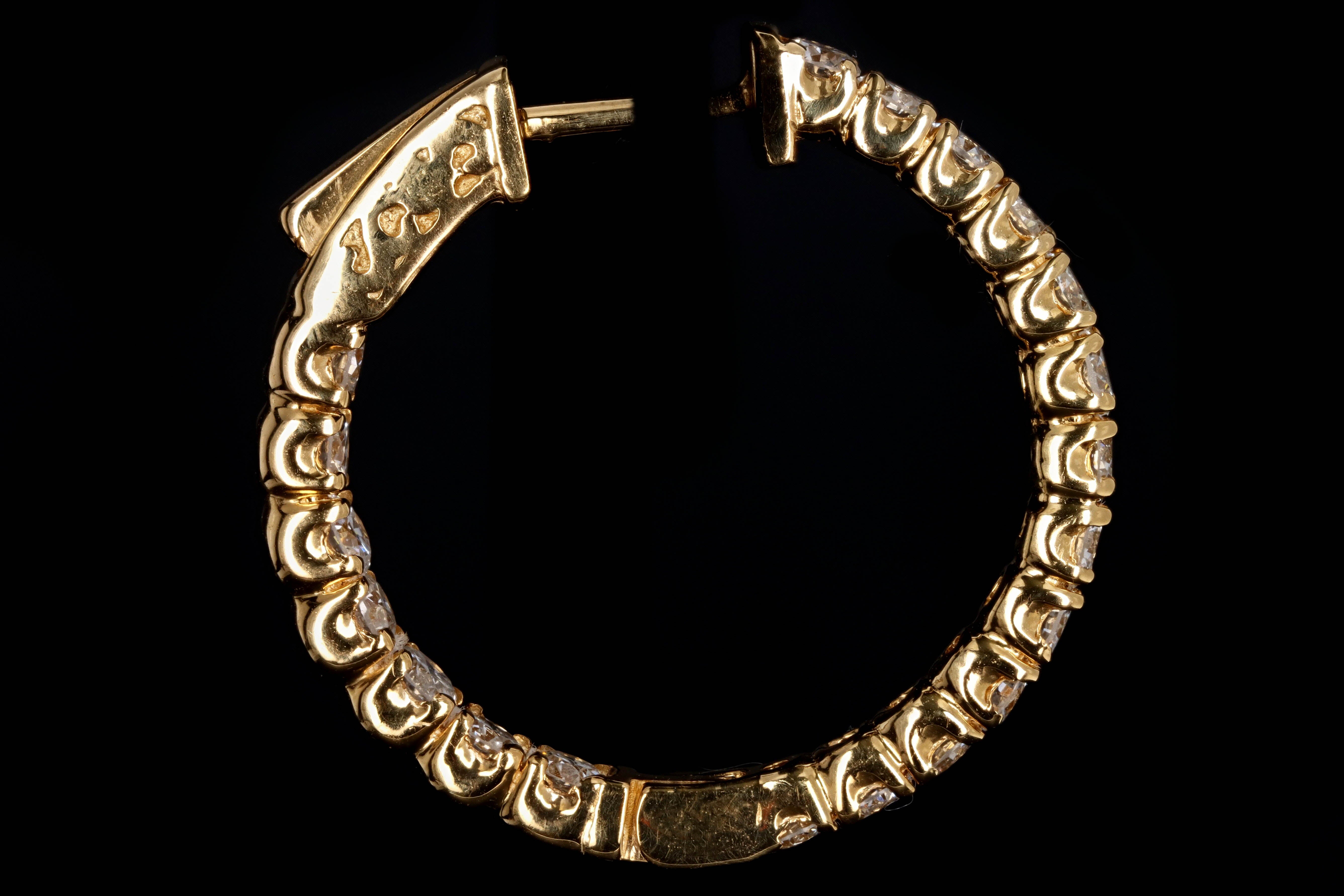 New 14K Yellow Gold 2.98 Carat Total Weight Round Brilliant Diamond Inside-Out Hoop Earrings - Queen May