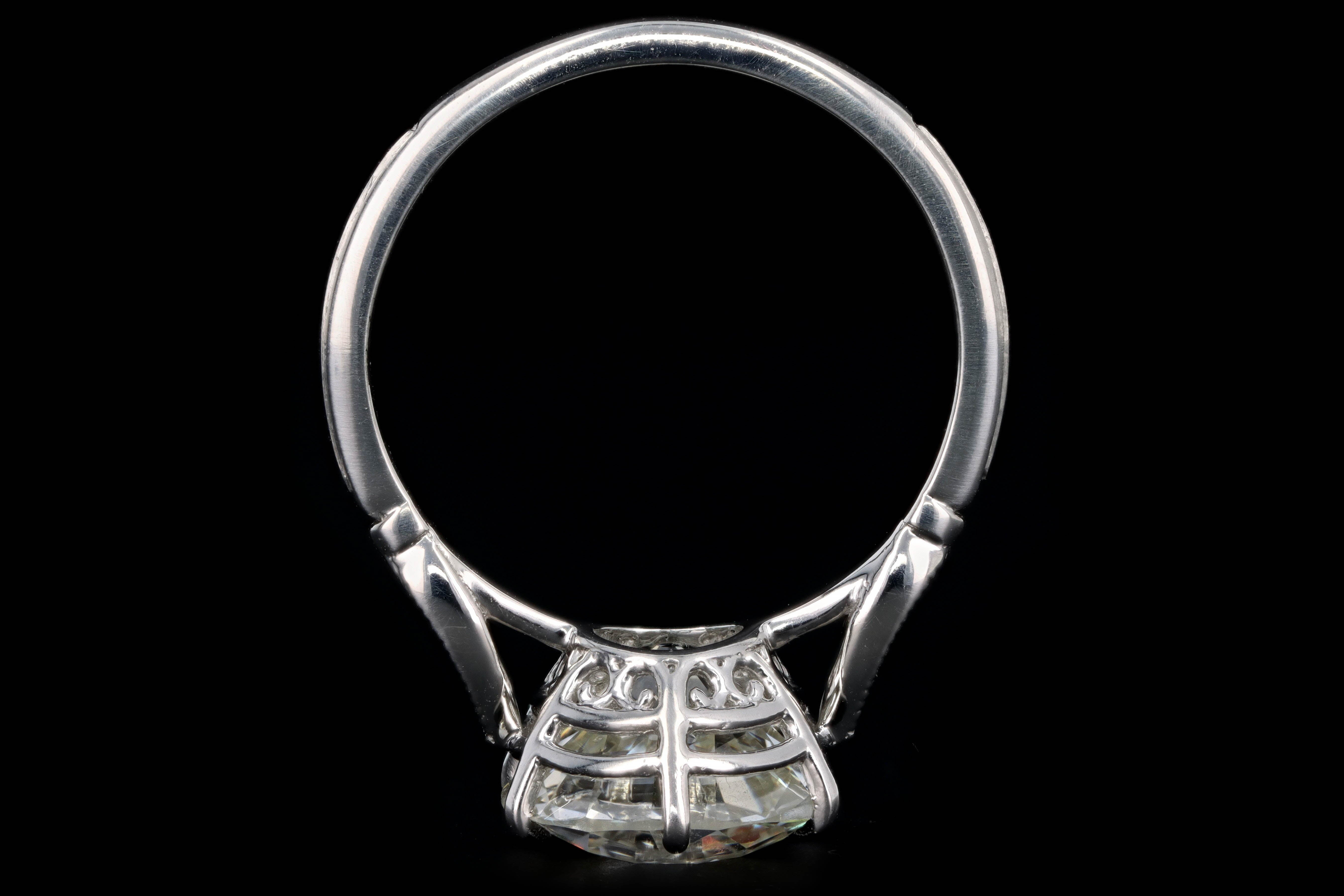 New Vintage Inspired Platinum 3.75 Carat Old European Cut Diamond Engagement Ring GIA Certified - Queen May