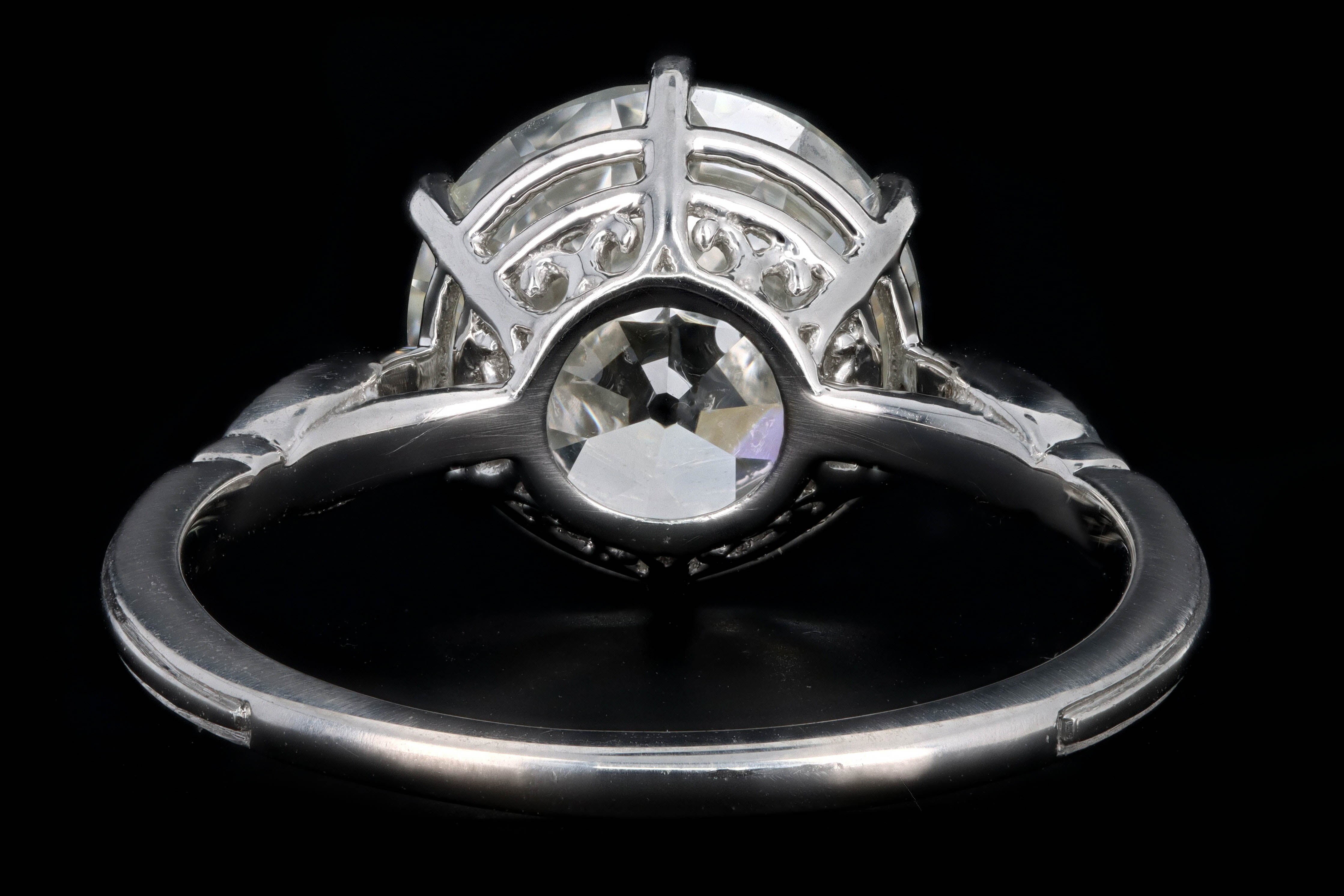 New Vintage Inspired Platinum 3.75 Carat Old European Cut Diamond Engagement Ring GIA Certified - Queen May