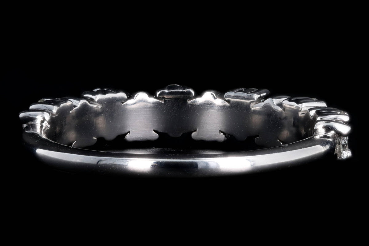 New 14K White Gold Marquise & Round Brilliant Cut Diamond Wreath Stackable Wedding Half Eternity Band - Queen May