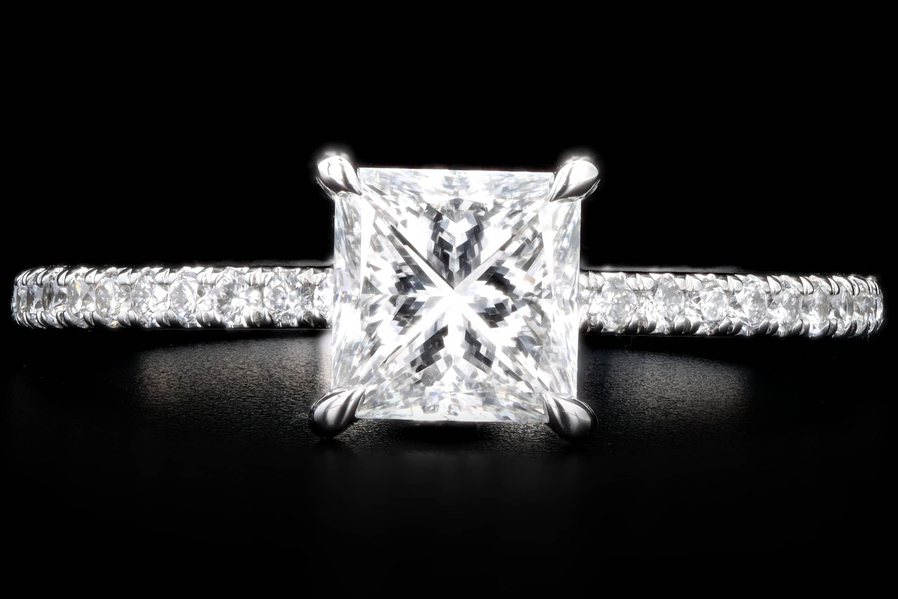 New Platinum 1.01 Carat Princess Cut Diamond Engagement Ring GIA Certified - Queen May