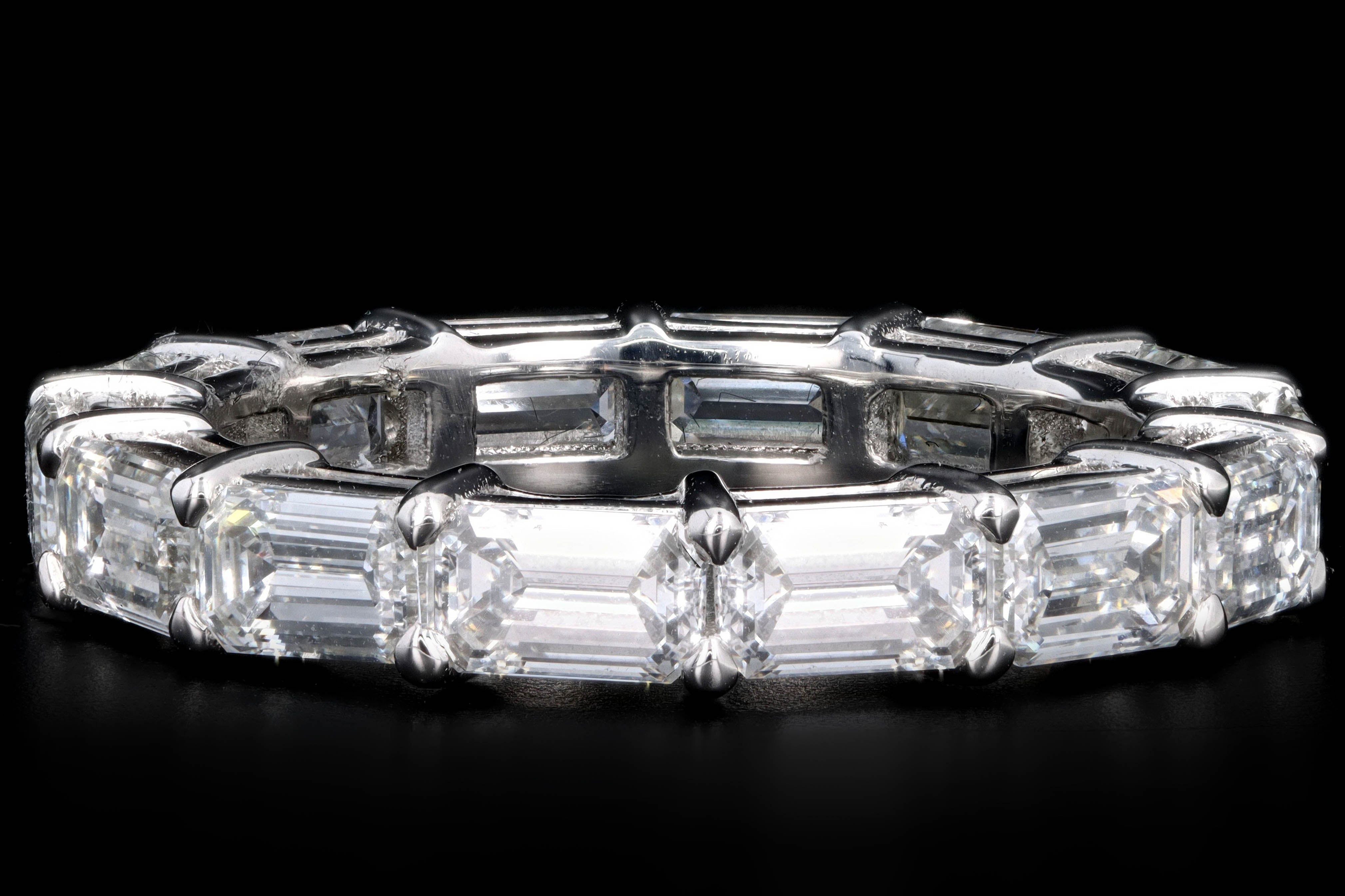 Platinum 3.81 Carat Emerald Cut Diamond Eternity Band - Queen May