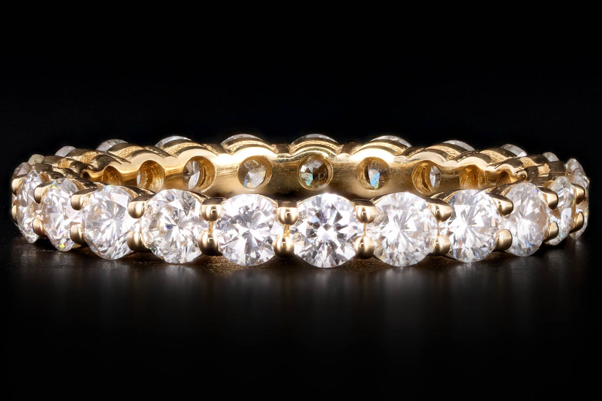 14K Yellow Gold or Platinum 1.72 Carat Round Brilliant Diamond Eternity Band - Queen May
