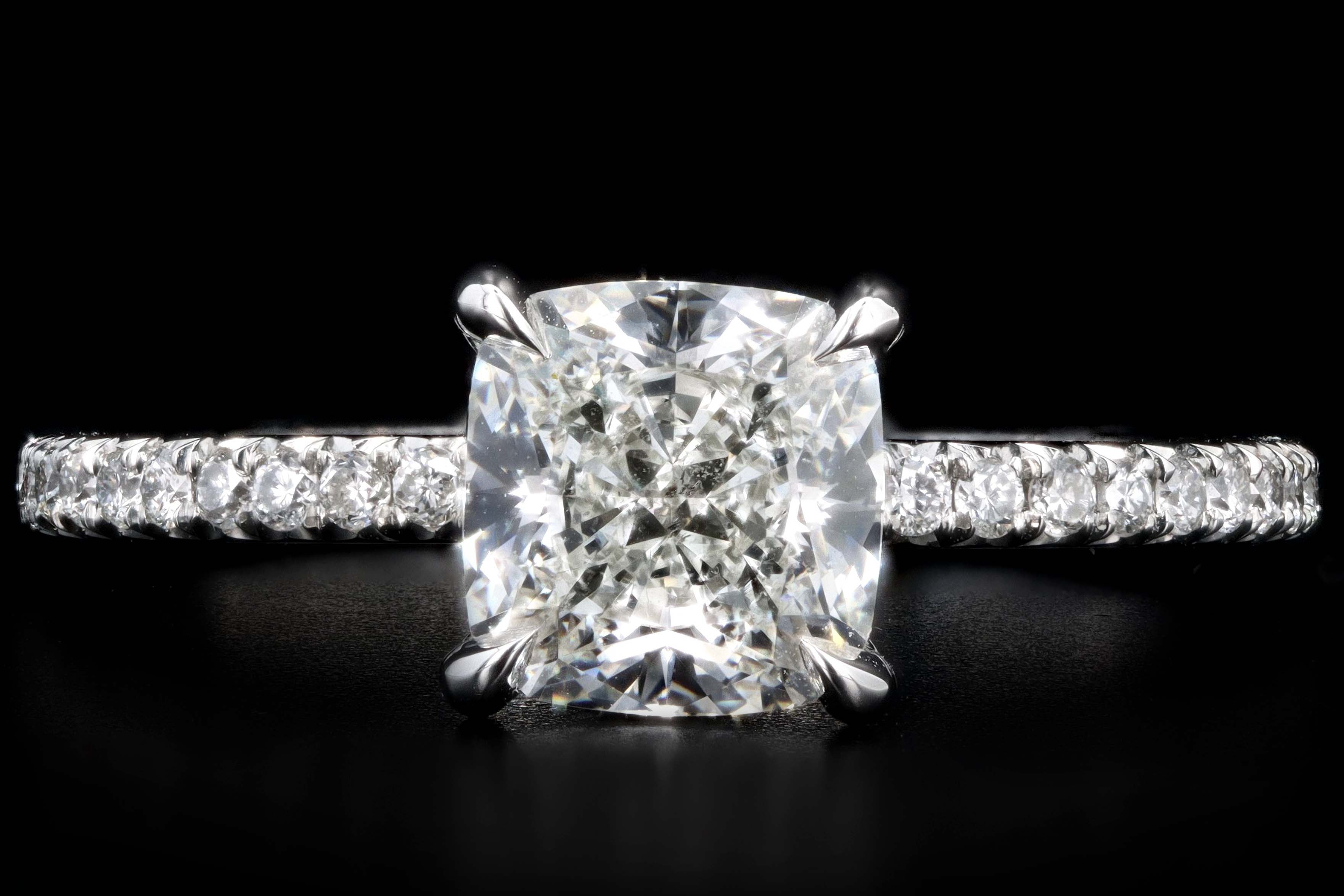 New Platinum 1.60 Carat Cushion Cut Diamond Engagement Ring GIA Certified - Queen May
